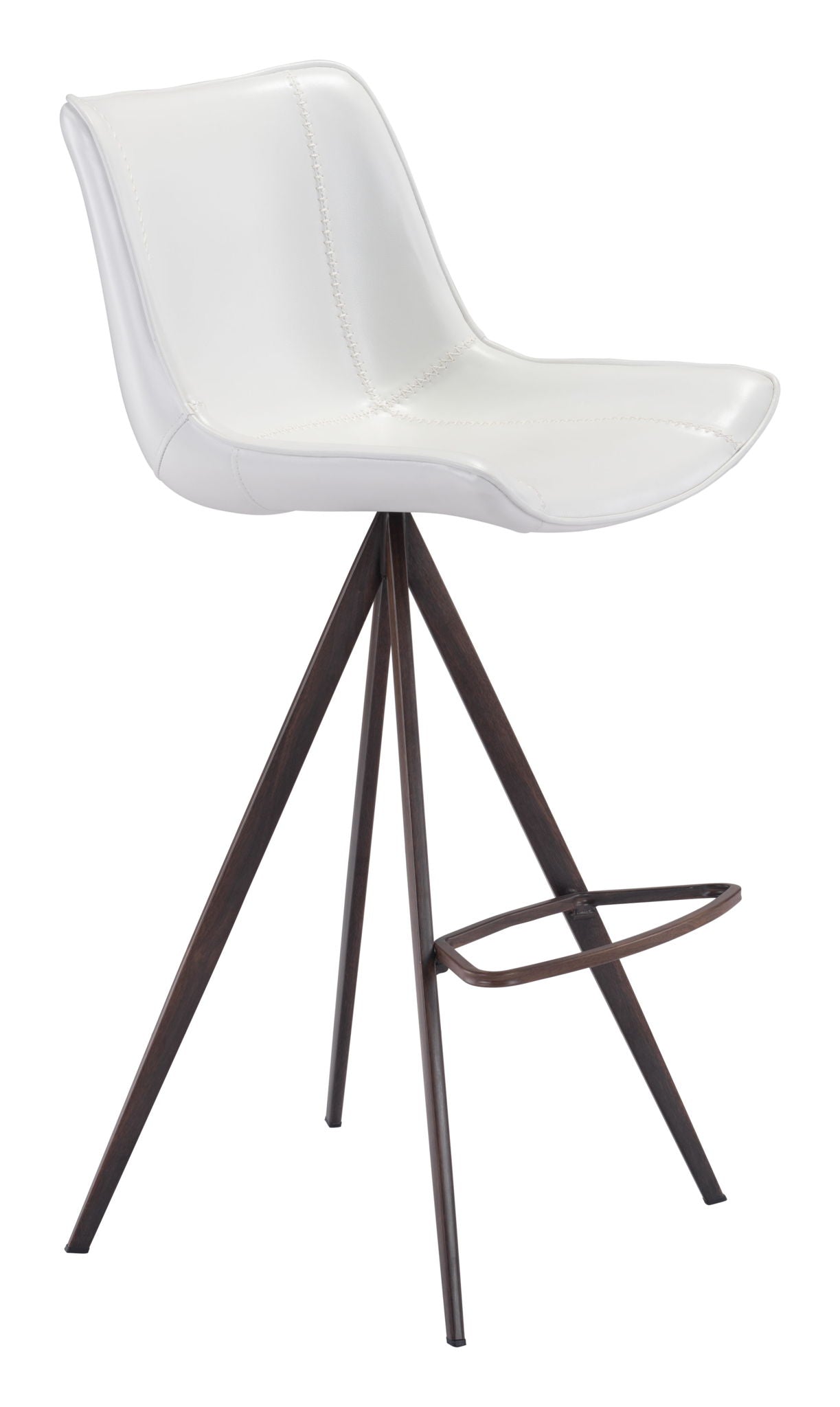 Aki - Bar Chair (Set of 2) - White & Walnut