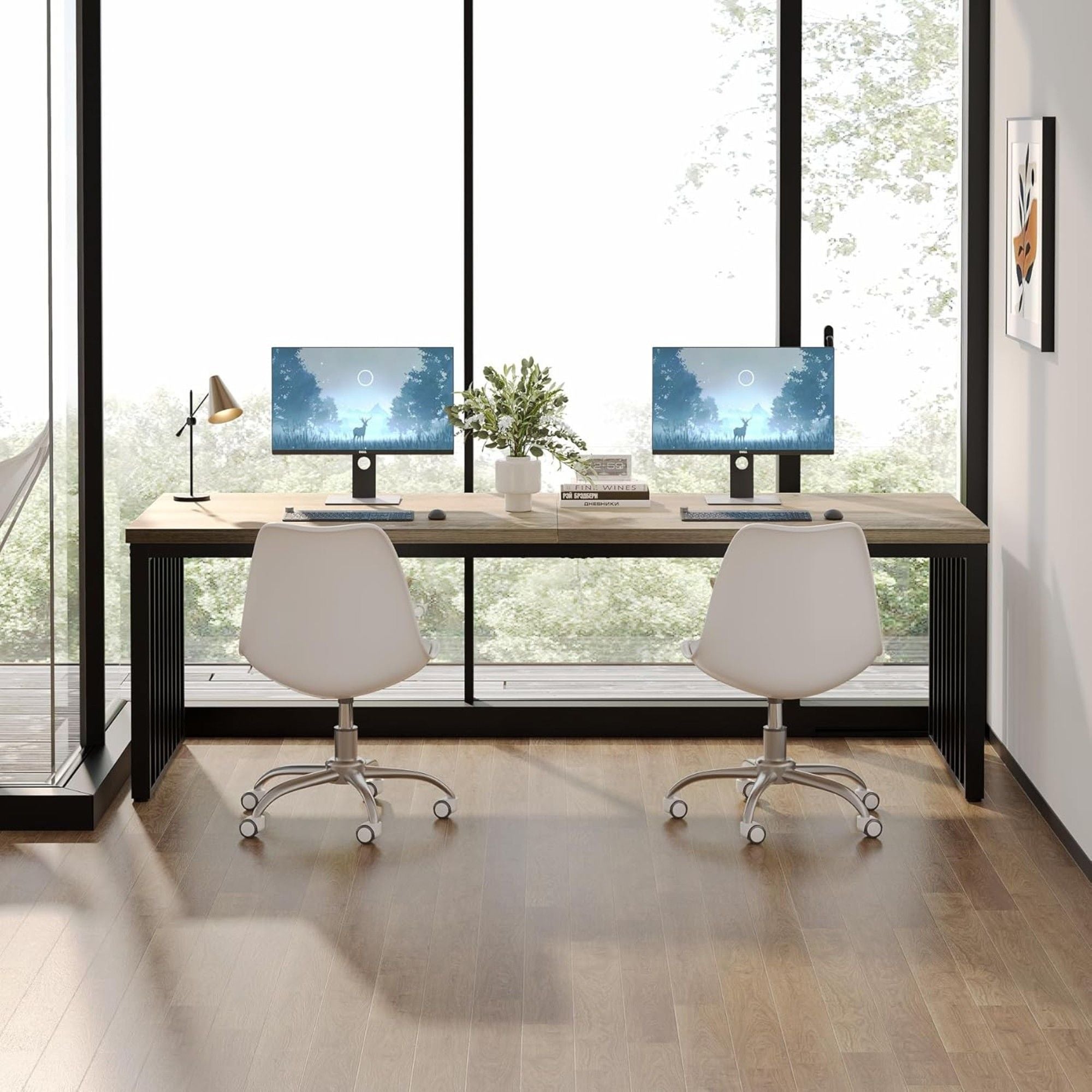 Double Computer Desk For 2 Person, Extra Long Workstation