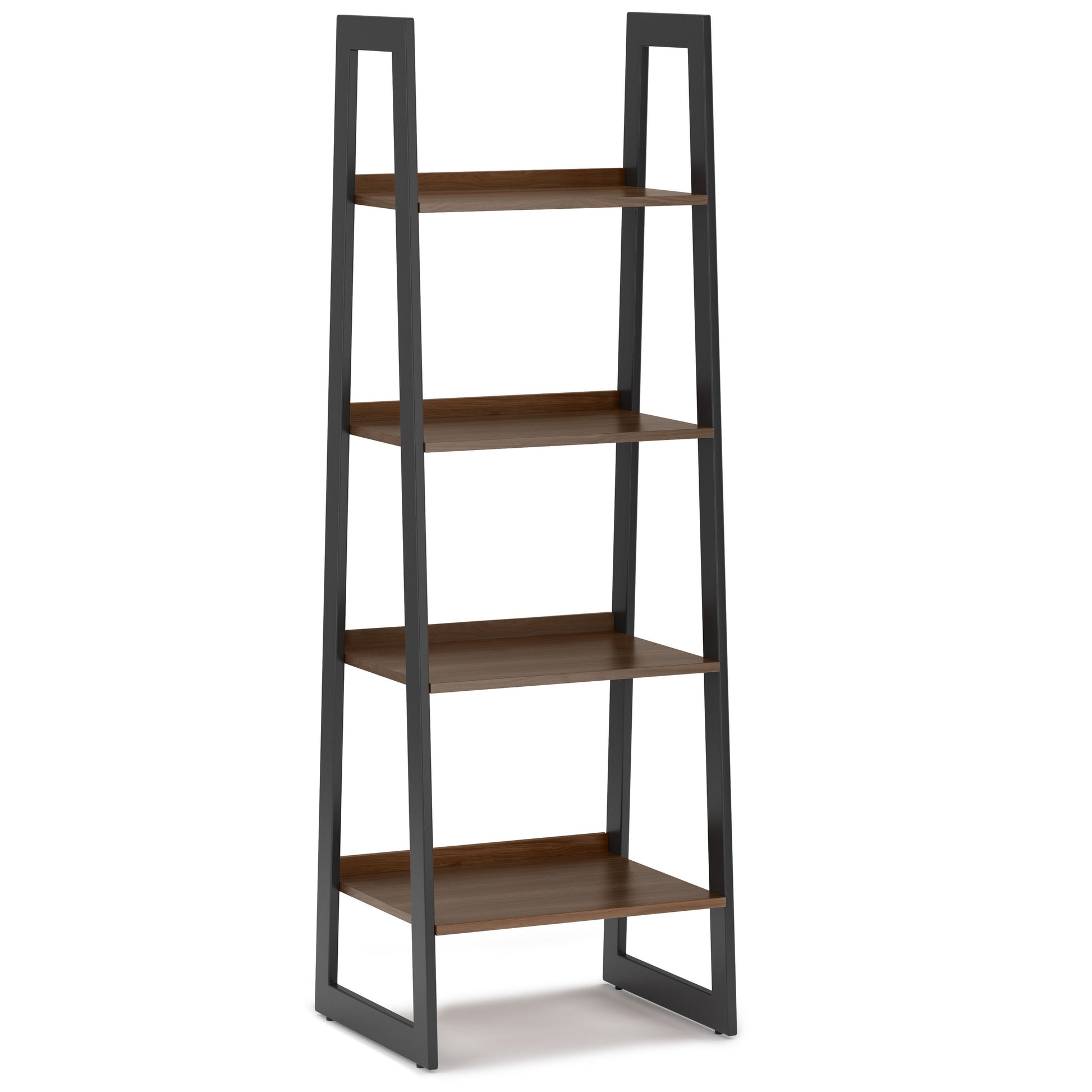 Sawhorse - Solid Walnut Veneer And Metal Ladder Shelf - Walnut - Best Buy Furniture