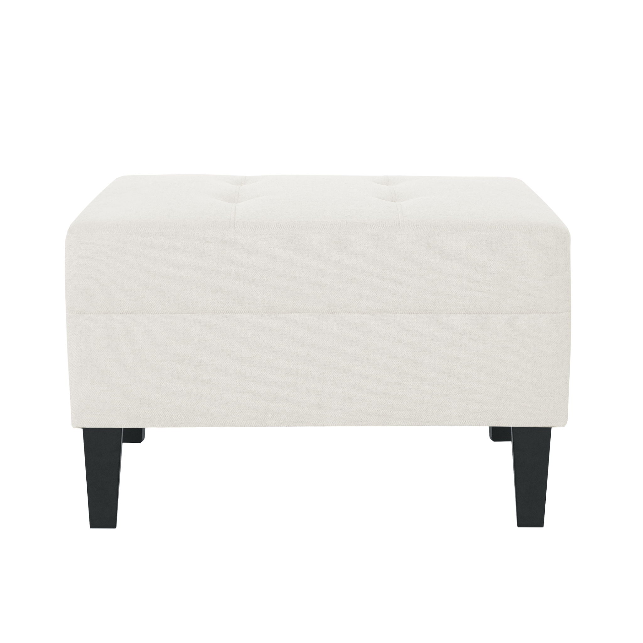 Ottoman With Birch Wood Legs And Cushioned Top For Comfort