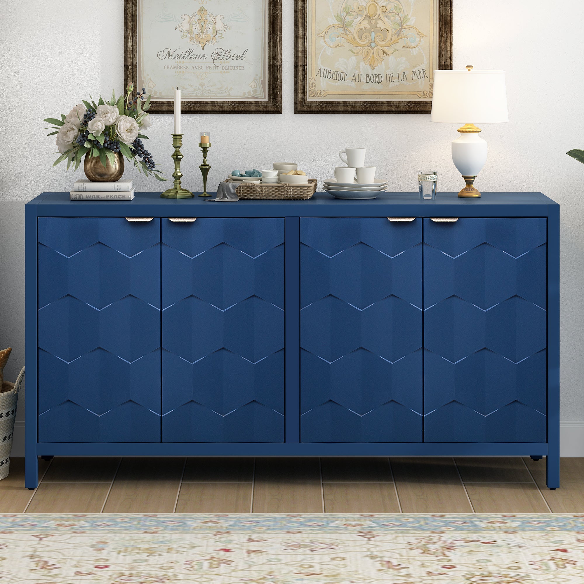 The Honeycomb-Faced Painted MDF Sideboard