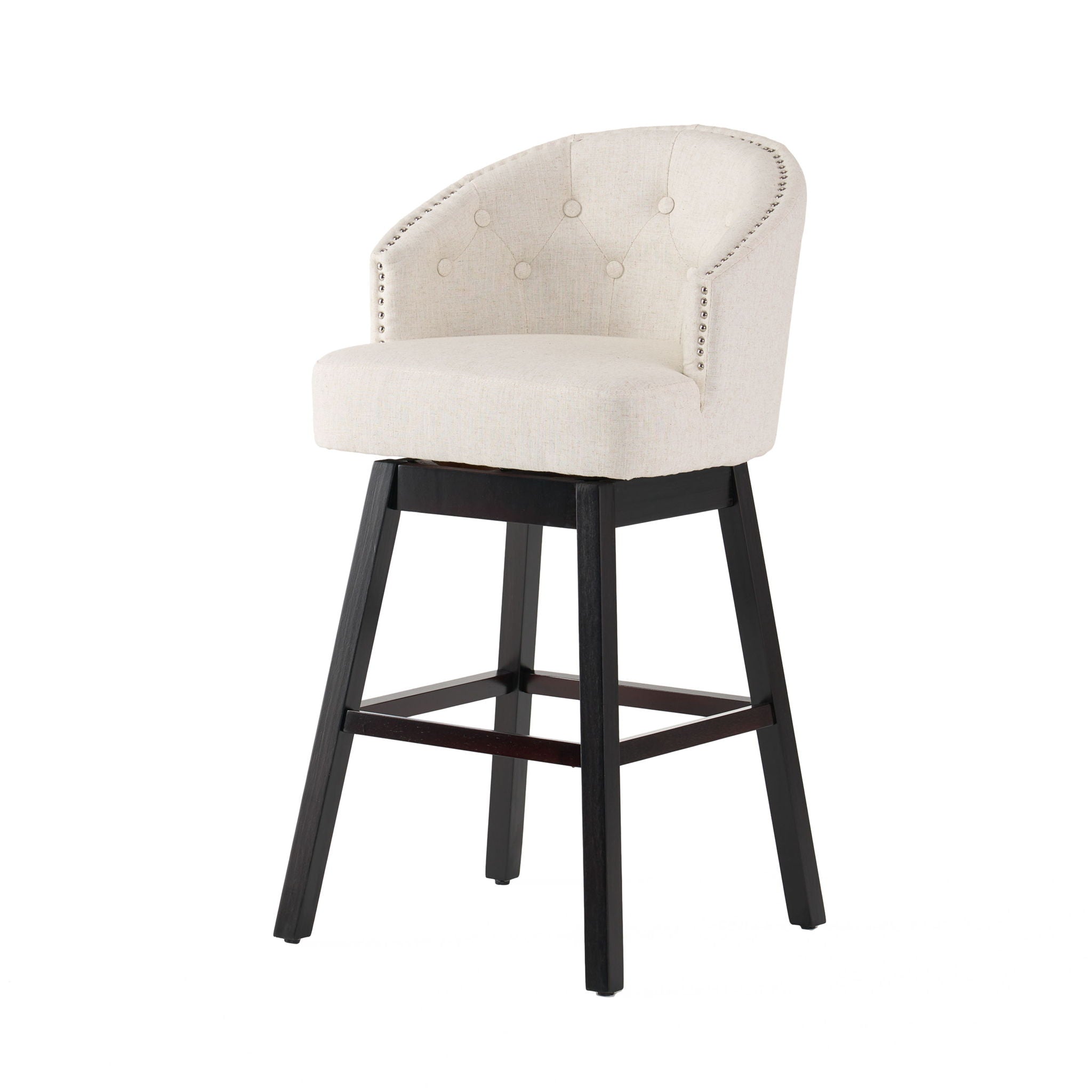 Mellifluous - 360 Degree Swivel Bar Stool With Stunning Nailhead Trim, (Set of 2)