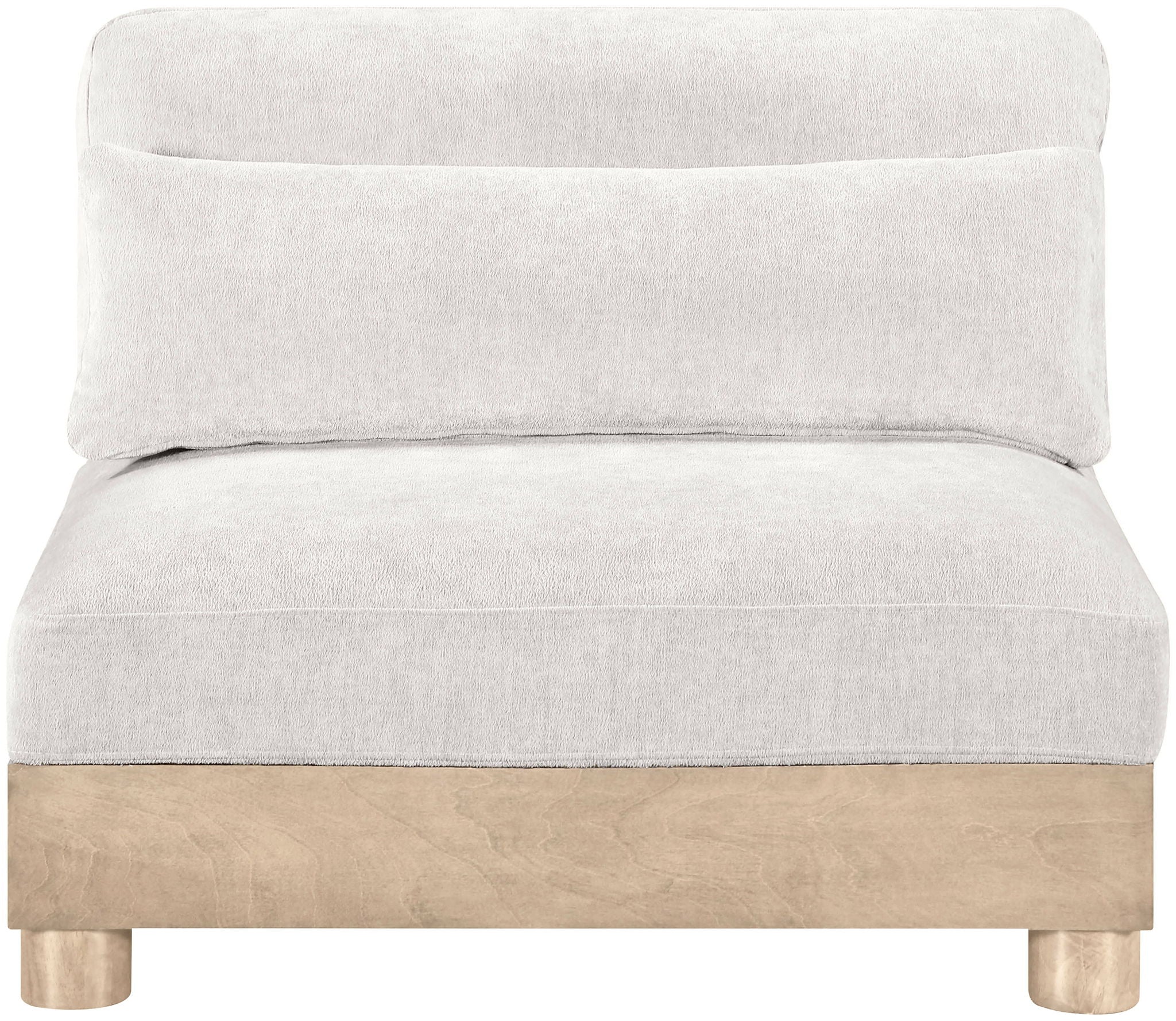 Turin - Chenille Fabric Upholstered Modular Armless Chair - Natural Base