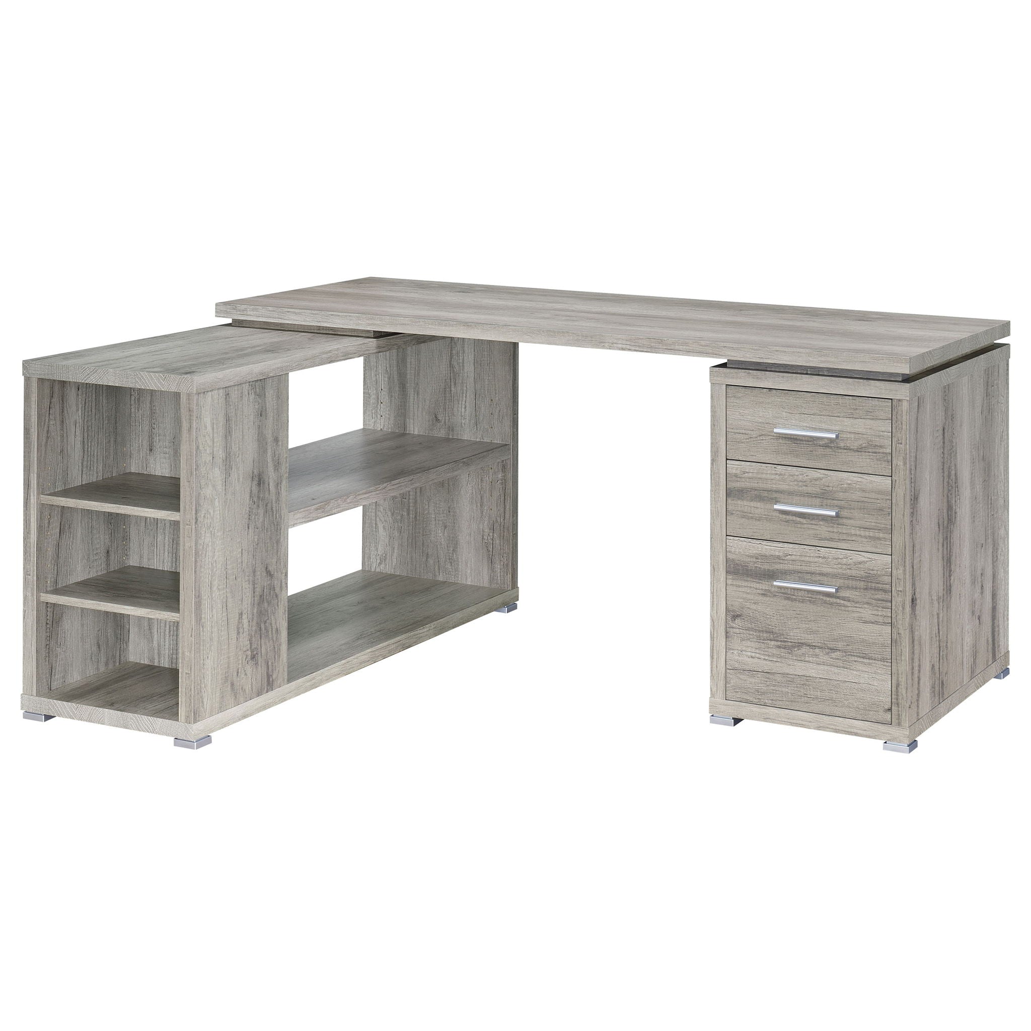Transitional L Shape Computer Desk With Multiple Storage And Built In File Cabinet