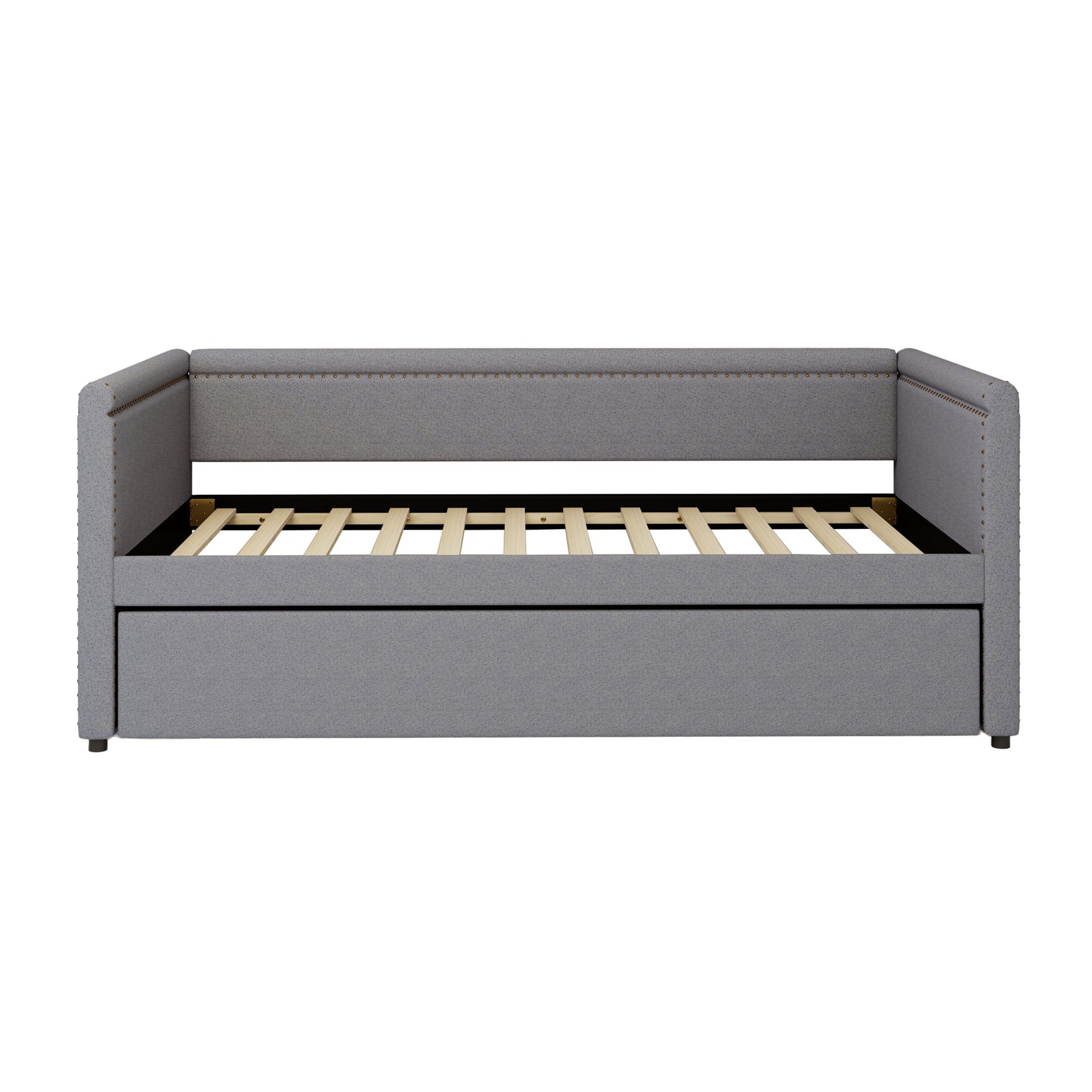 Modern Style Upholstered Daybed With Trundle For Guest Room, Small Bedroom