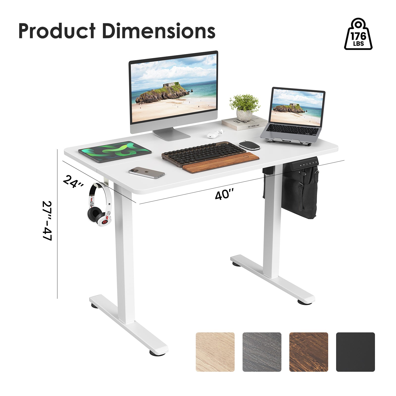 STARY Electric Standing Desk Adjustable Height White - Best Buy Furniture