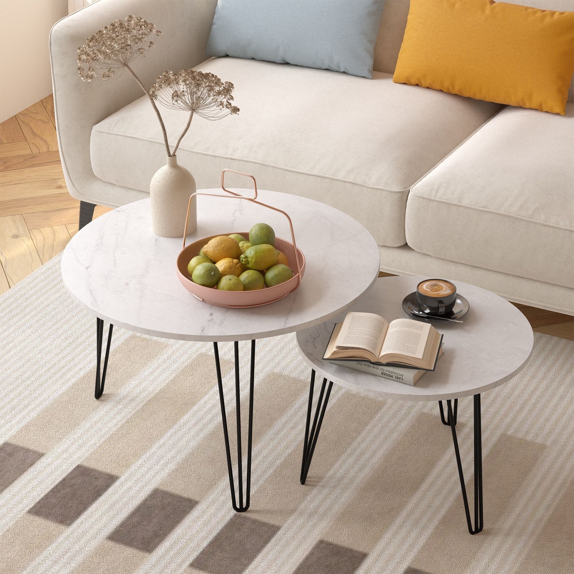 Round Nesting Coffee Table For Living Room (Set of 2)