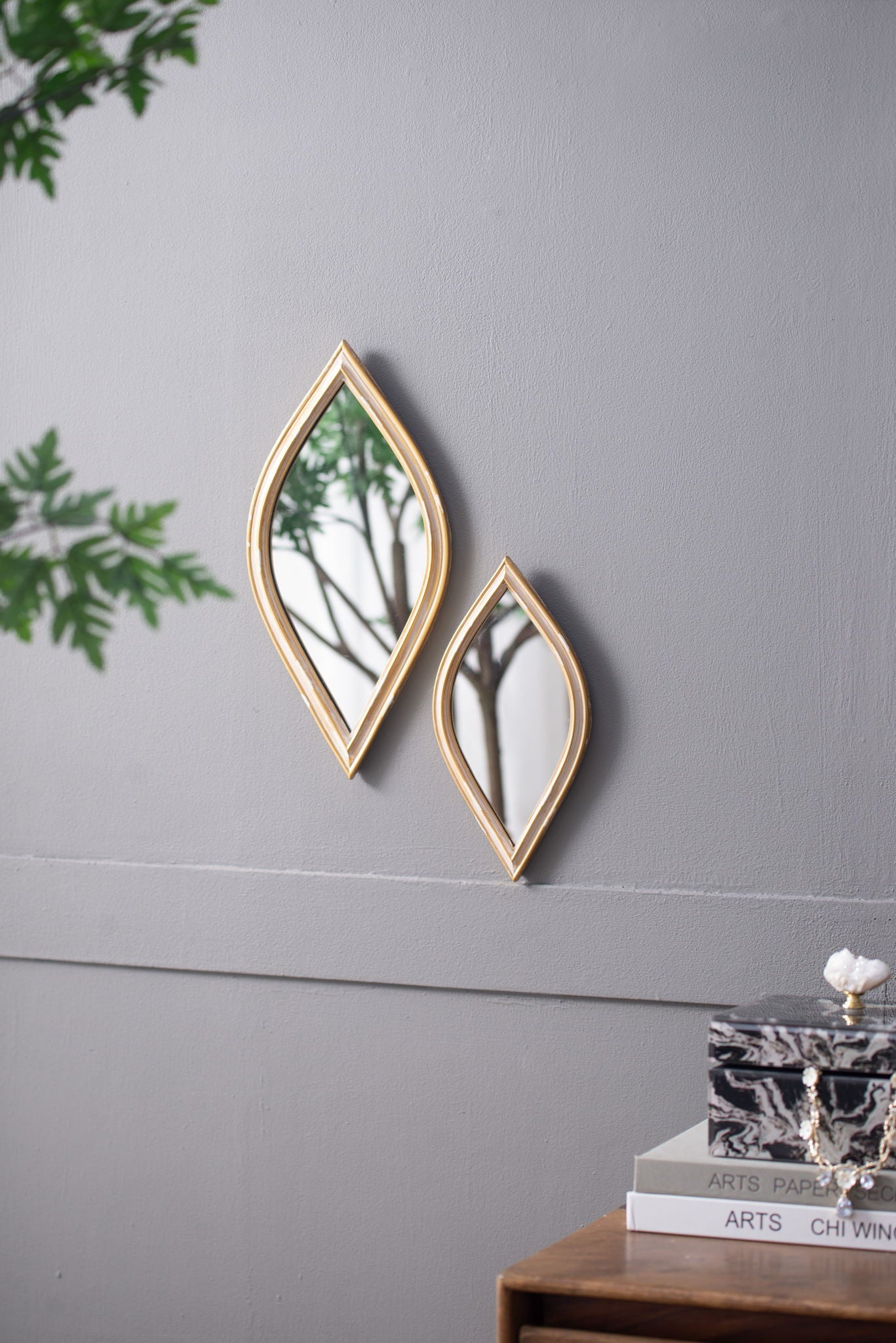 Small Decorative Mirror For Wall Decor, 2 Pieces Wall Accent
