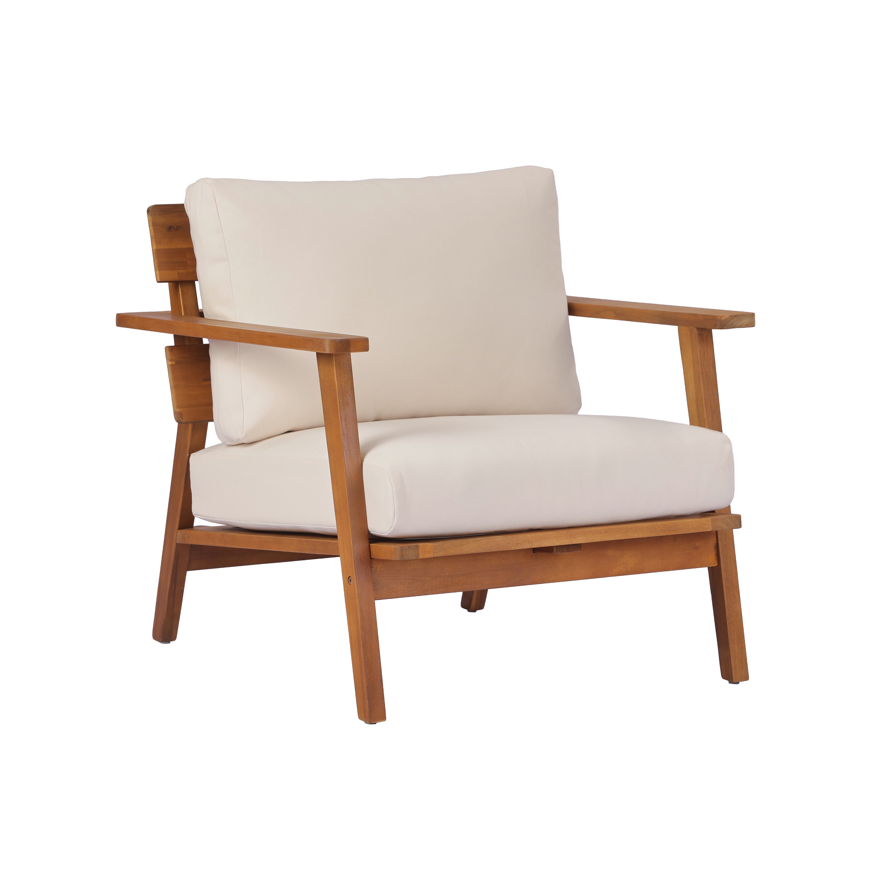 29.5' Mid-Century Modern Acacia Wood Outdoor Club Chair