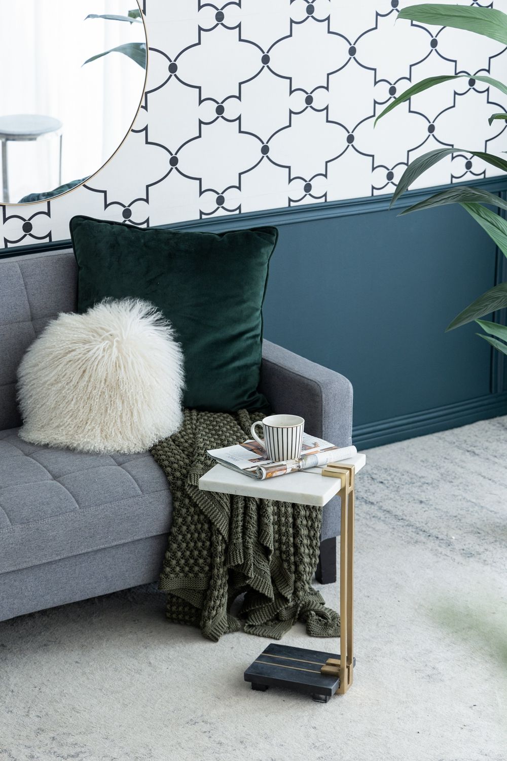 Crystal Side Table With Metal Frame, Artistic Accent Table For Living Room