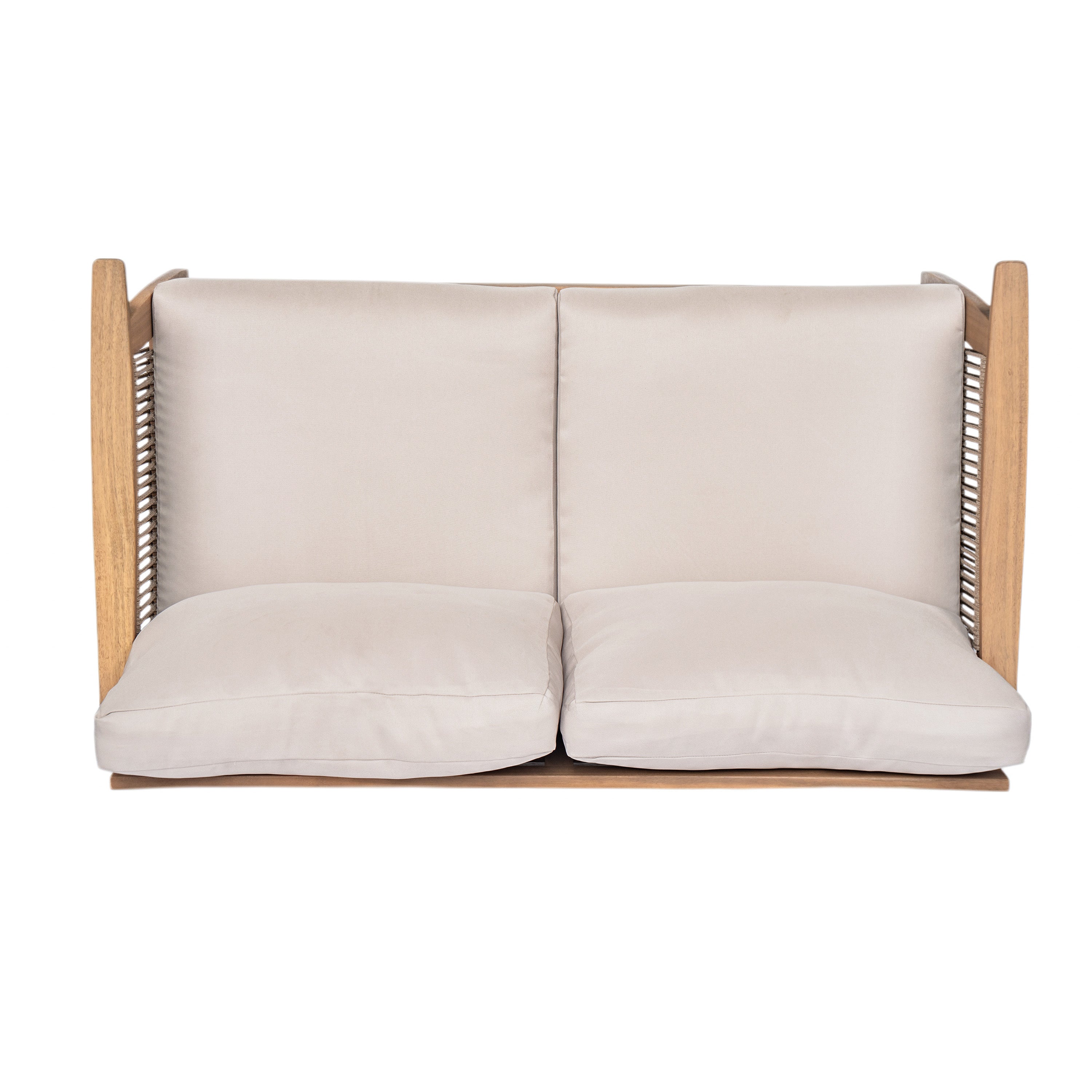 Outdoor 4pc Acacia Wood and Rope Sectional Patio Sofa Set