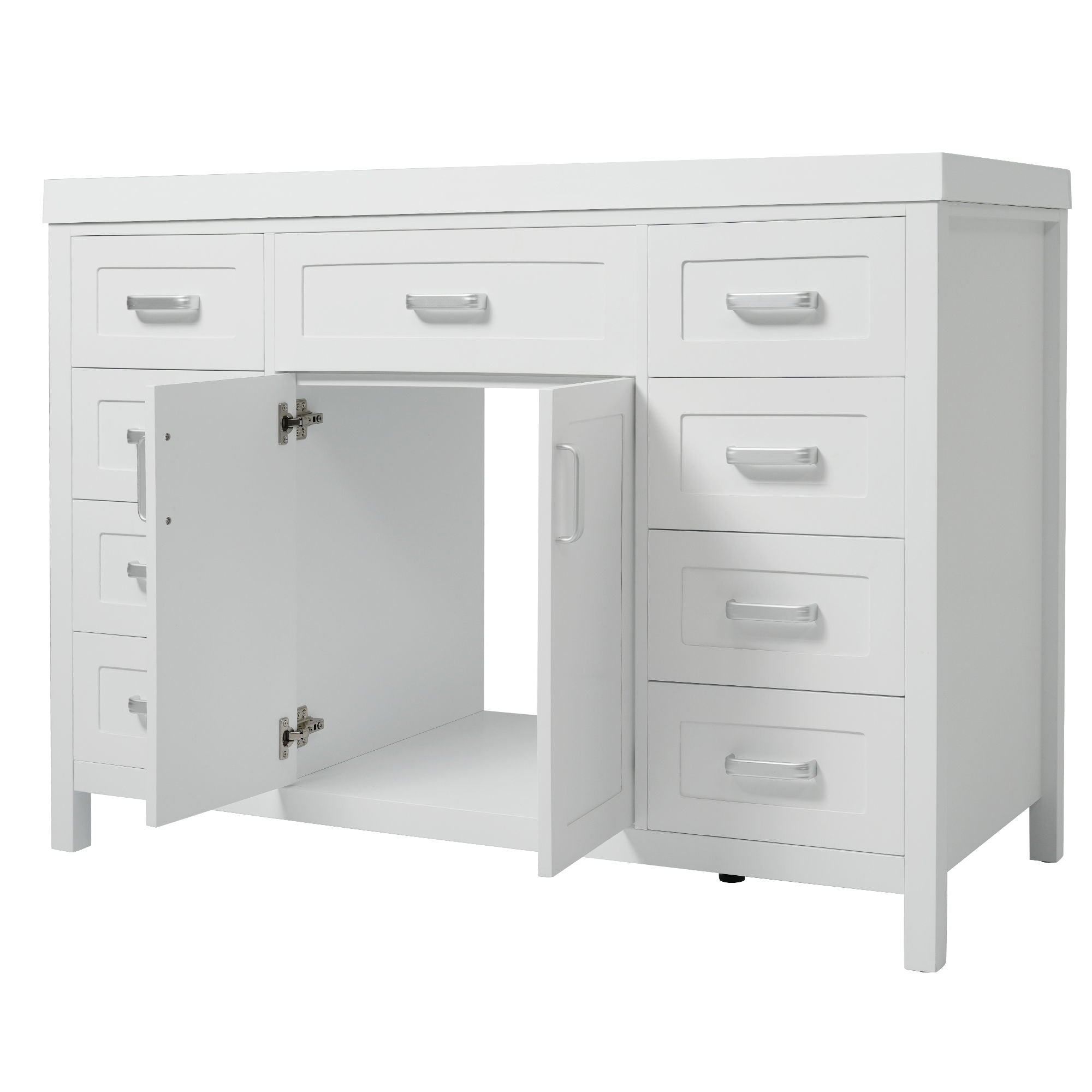 Bathroom Vanity With Sink, 2 Doors 8 Drawers, Soft Close System, Classic Design