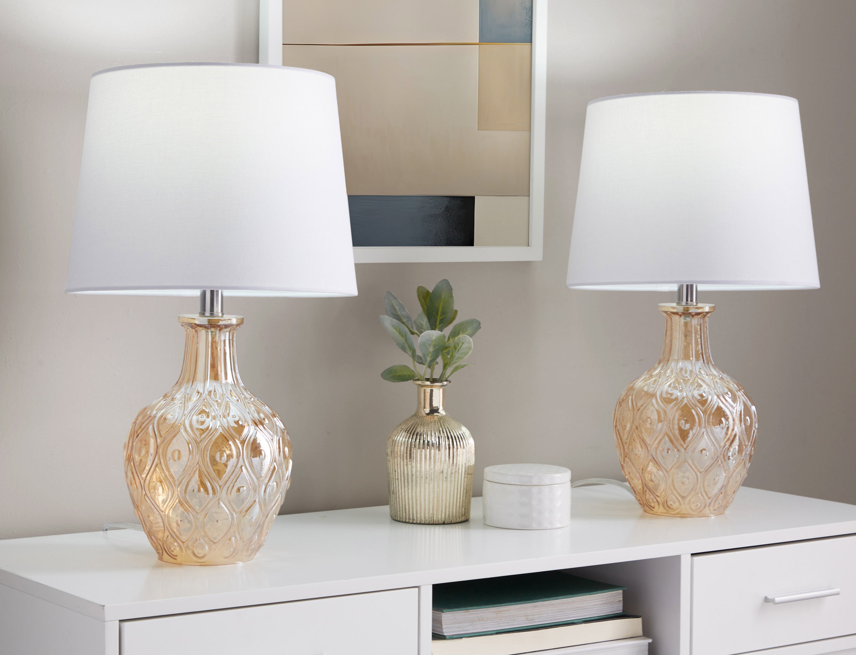 Gloria Round 20" Contemporary Glass Accent Lamp - Set of 2