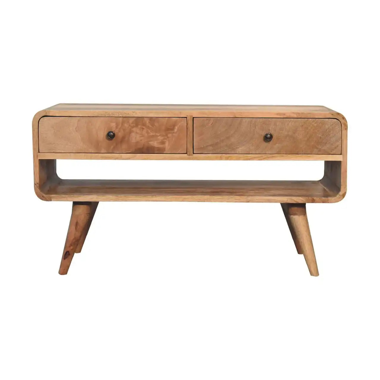 Reverse Curve Media Unit - Oak - Best Buy Furniture