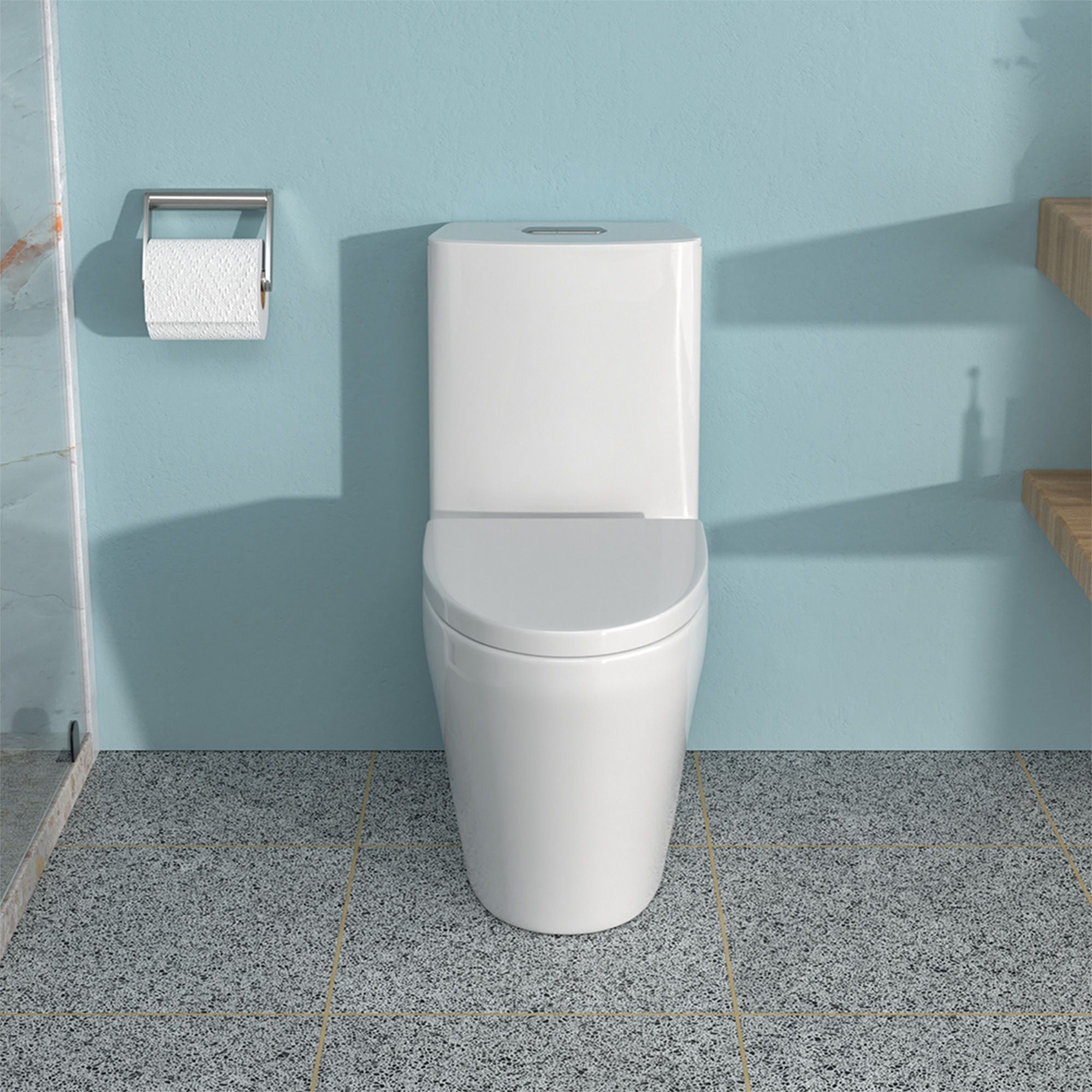1 Piece Toilet For Bathroom, Dual Flush 1.24 / 1.6 Gpf, Soft Closing Seat - White