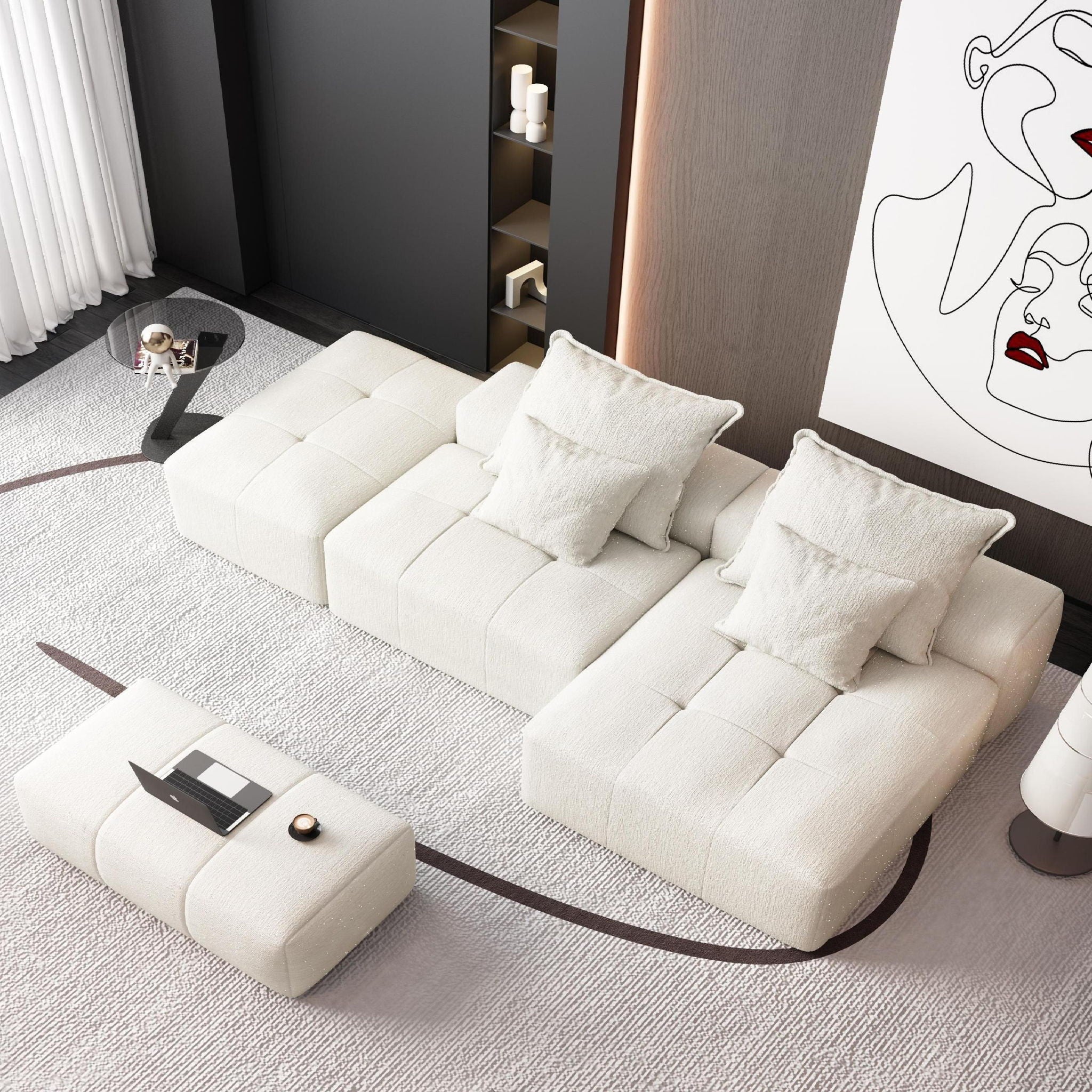 Modern Oversized Diy Combination Modular Sectional Sofa With Pillows