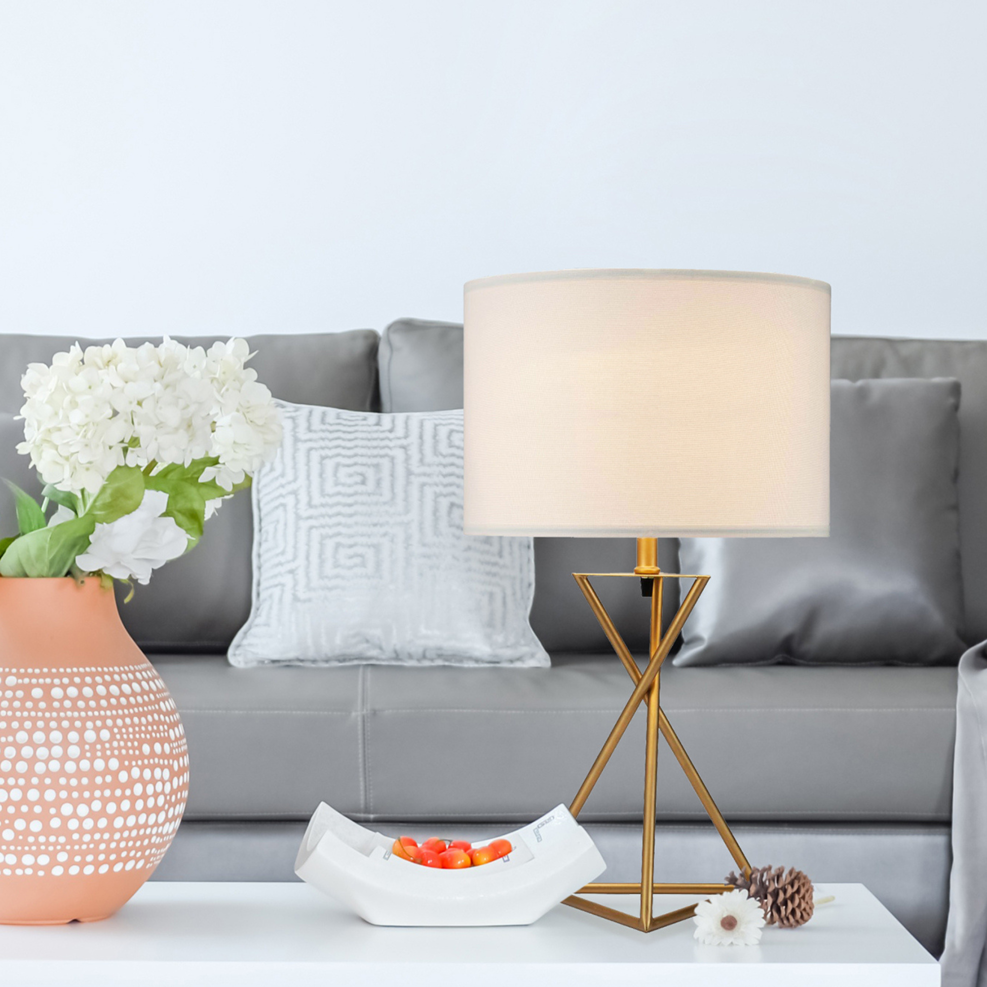 26.25' Tall Ester Mid-Century Metal Table Lamp in Matte Gold