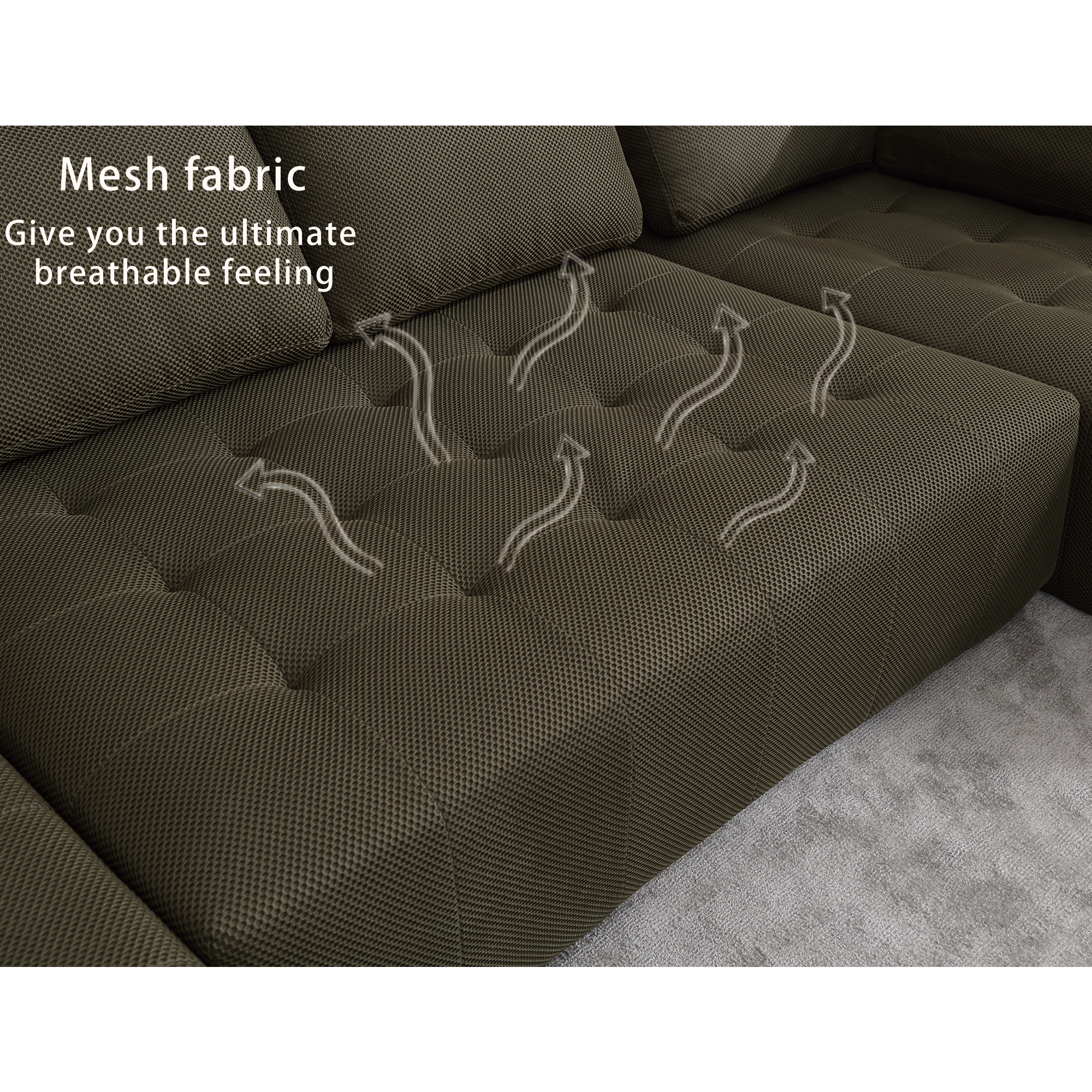 138.5" Modular Combination U-Shaped Sofa in Green