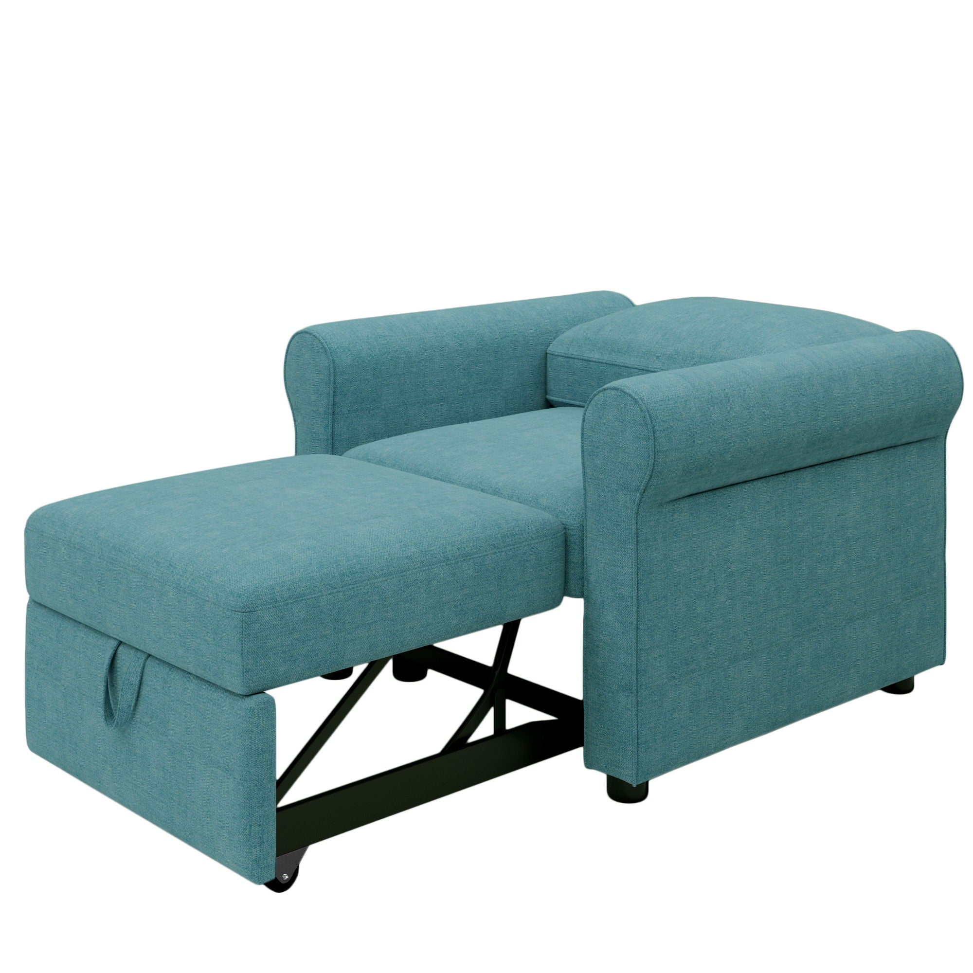 Modern 3 In 1 Convertible Sleeper Chair Bed, Linen Upholstery, Adjustable Backrest