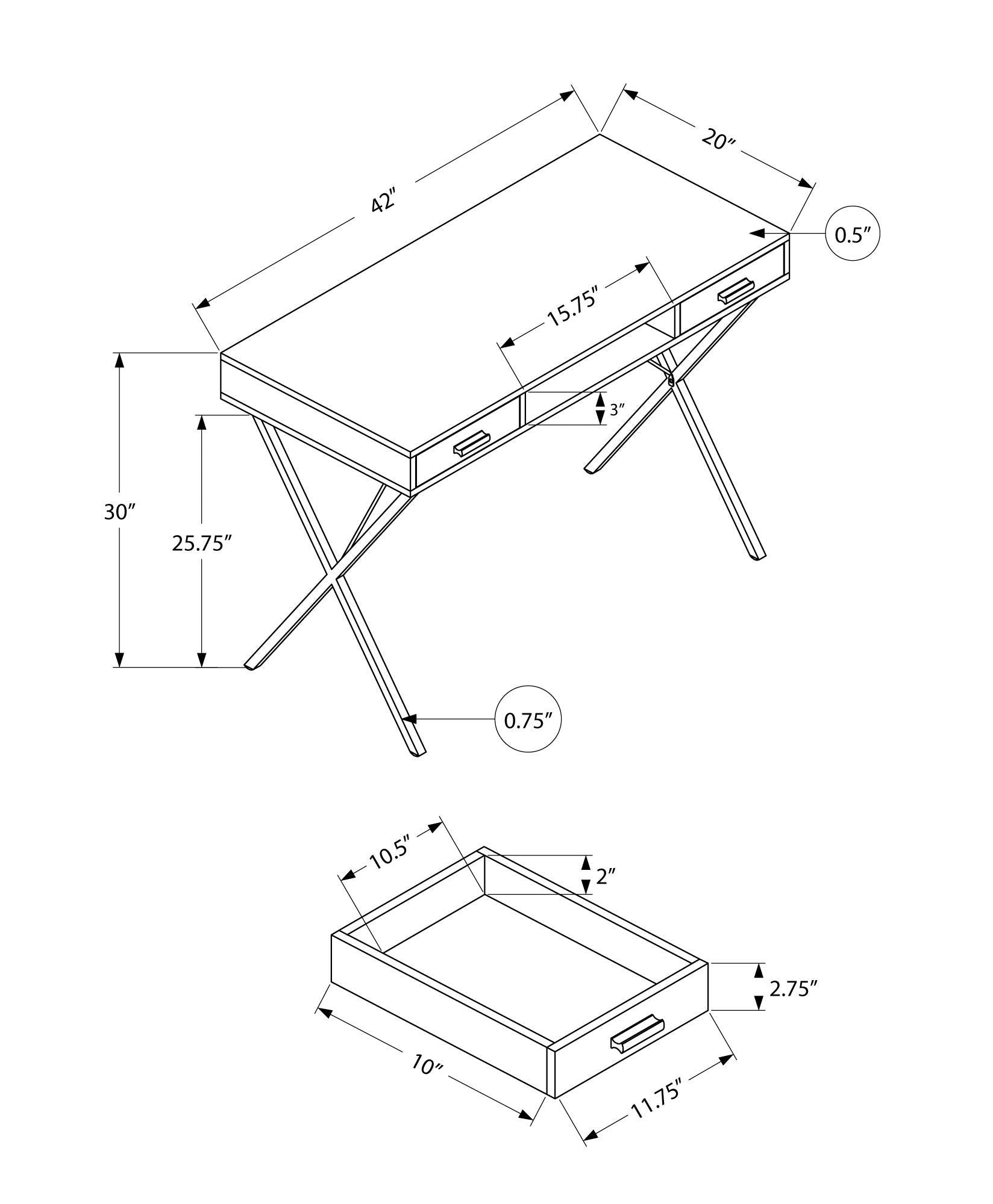 Computer Desk, Home Office, Laptop, Left, Right Set-Up, Storage Drawers, Work, Marble Look Laminate, Contemporary, Modern - Black - Best Buy Furniture