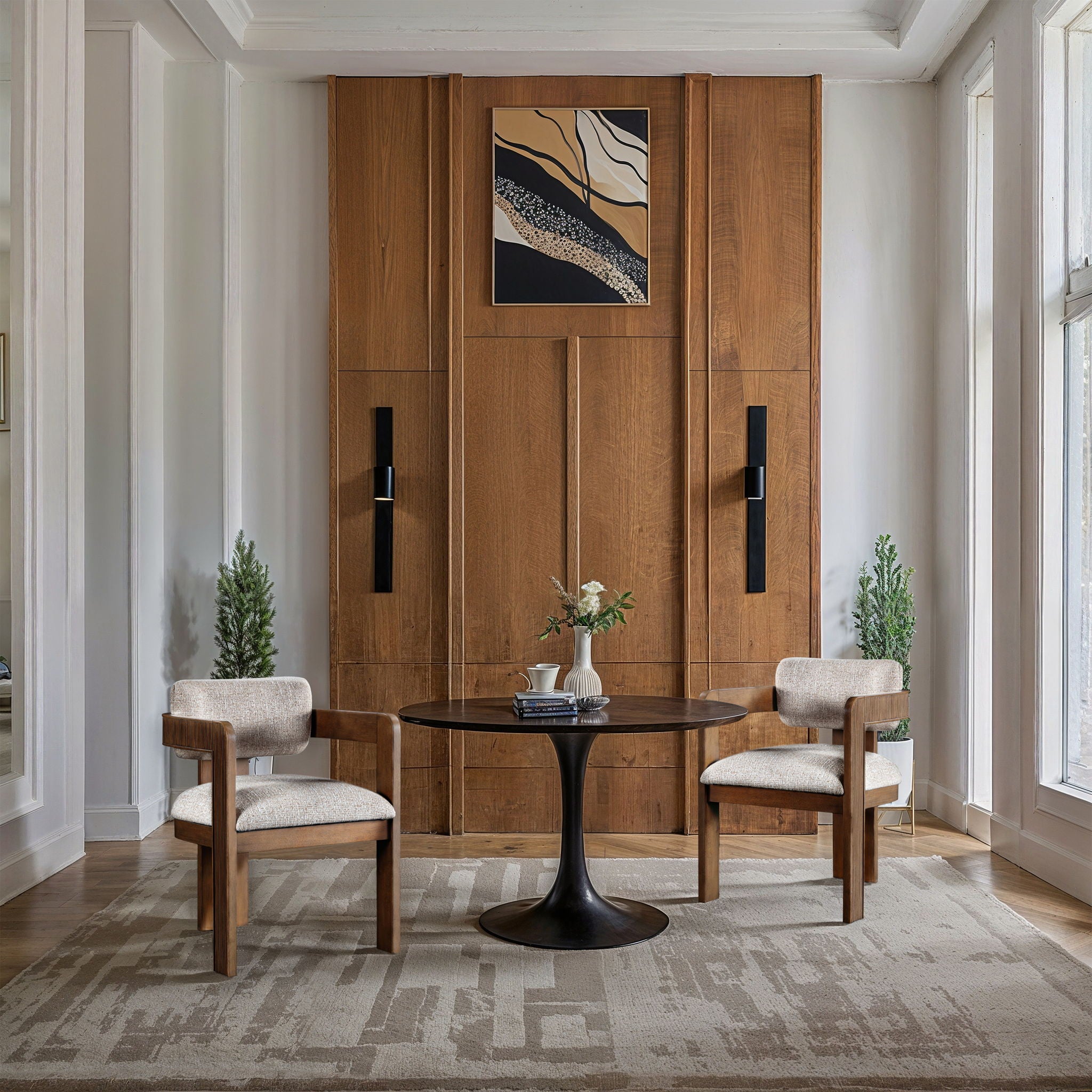 Sacha - Linen Dining Chair With Brown Base (Set of 2)