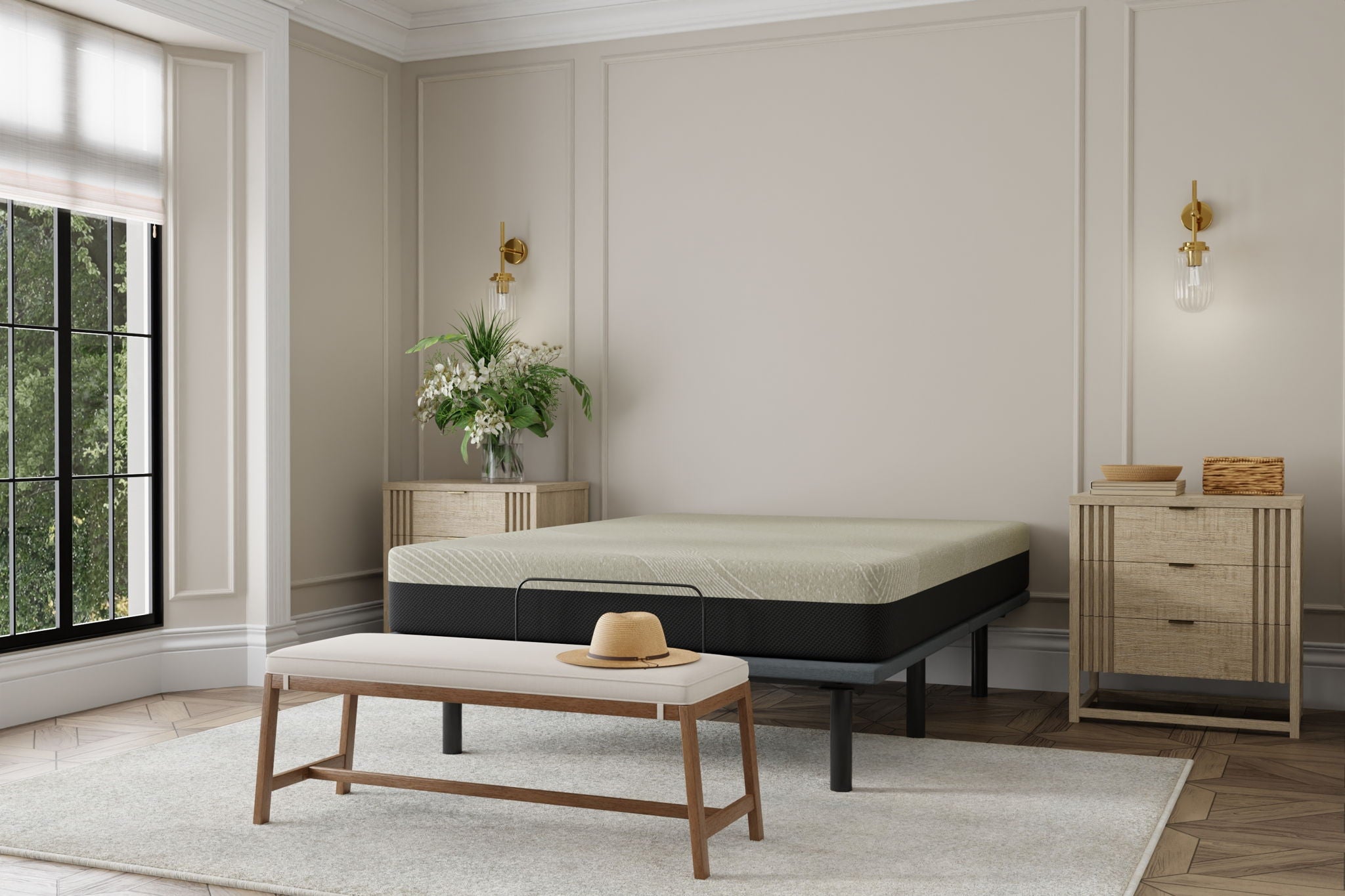 Gel Comfort - 8" Short Queen Firm Mattress - Black / Gray