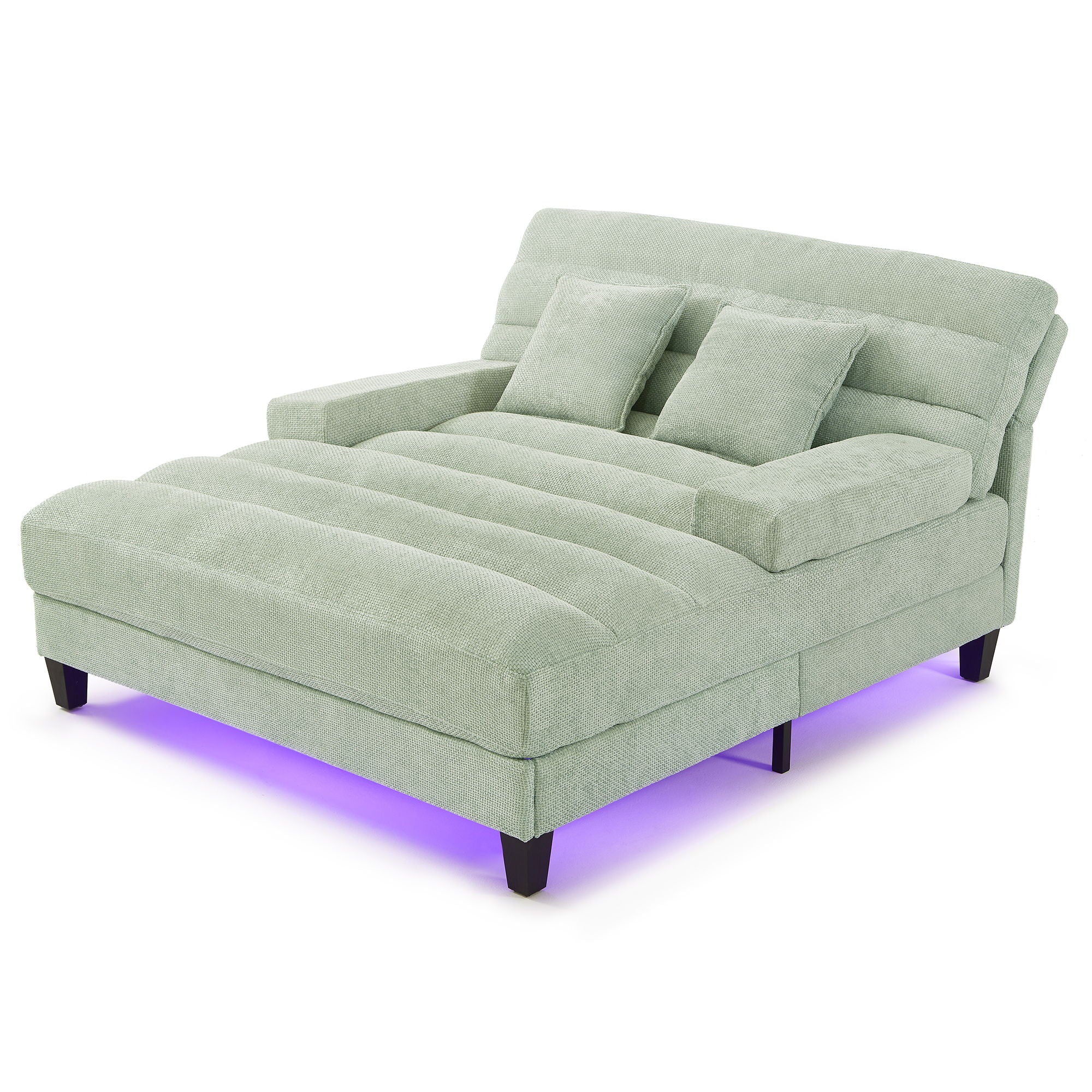 Chaise Bed Lounge Sofa Chair With Adjustable Backrest And LED Light Strip