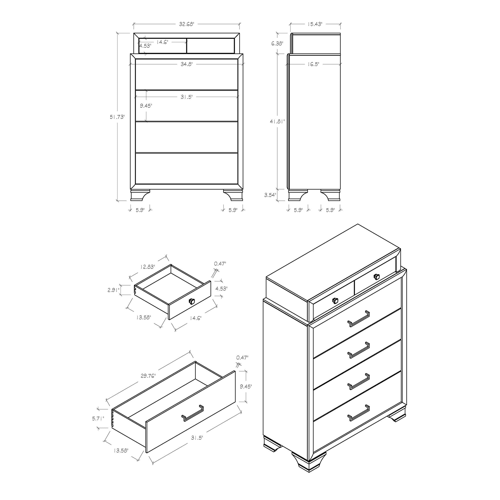 Civic - 5 Piece Bedroom Set With Storage Drawers