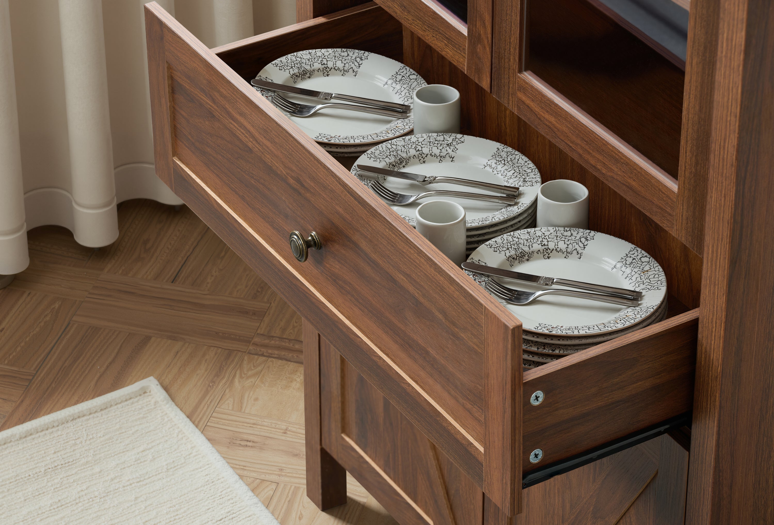 Dome Walnut Cabinet with Large Storage Space