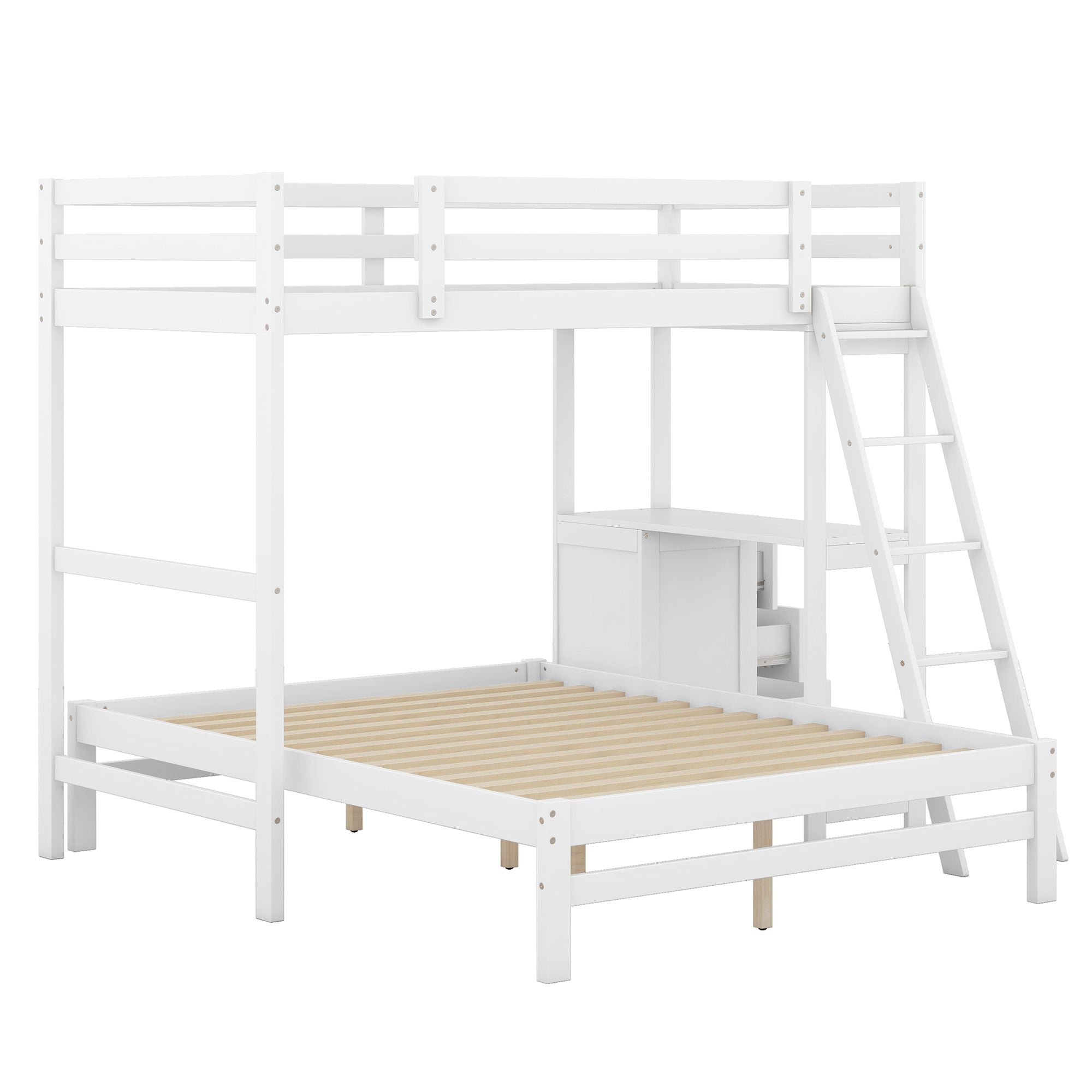 Bunk Bed With Built In Desk And 3 Drawers