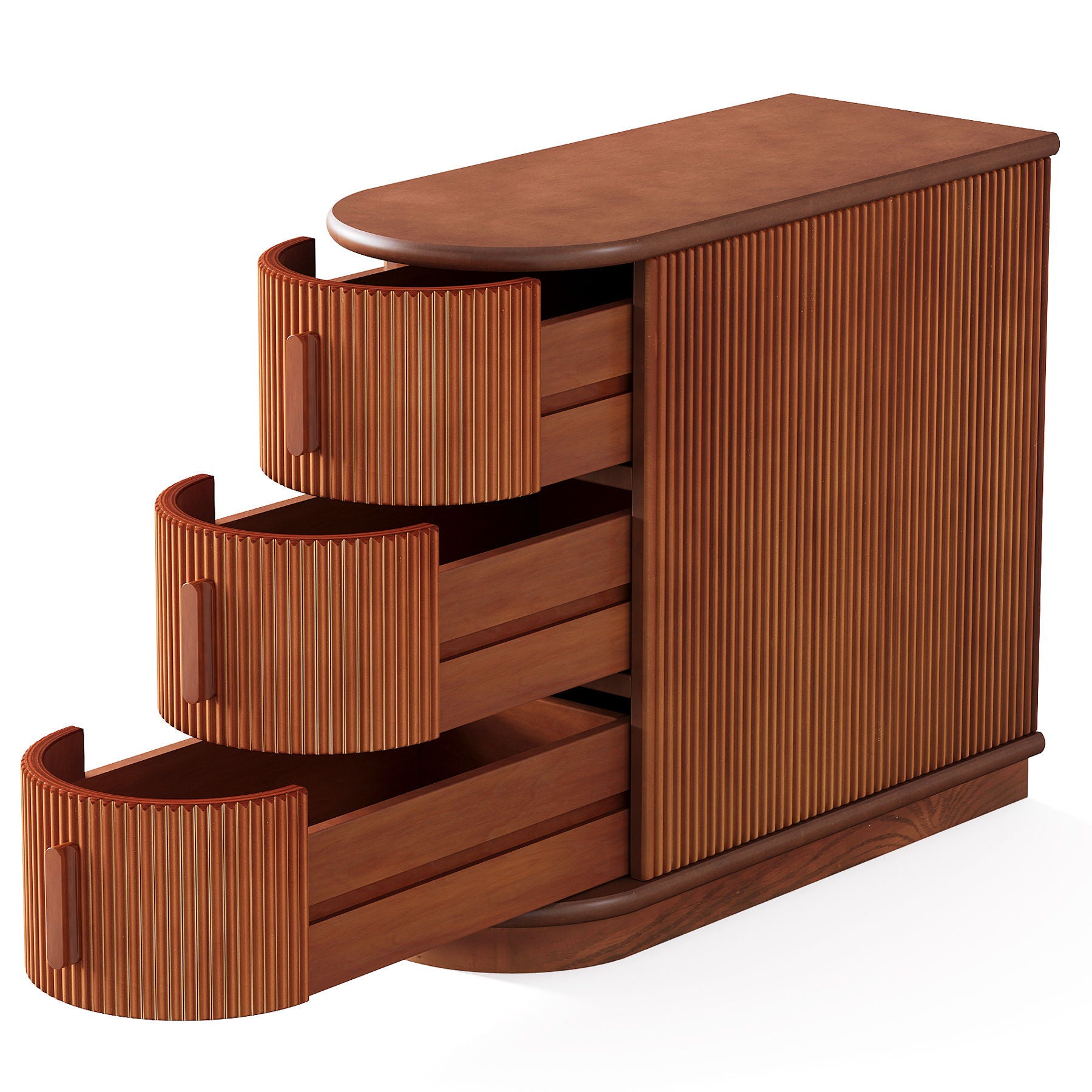 3 Drawer End Table, Semi Oval For Living Classic Accent Furniture - Walnut