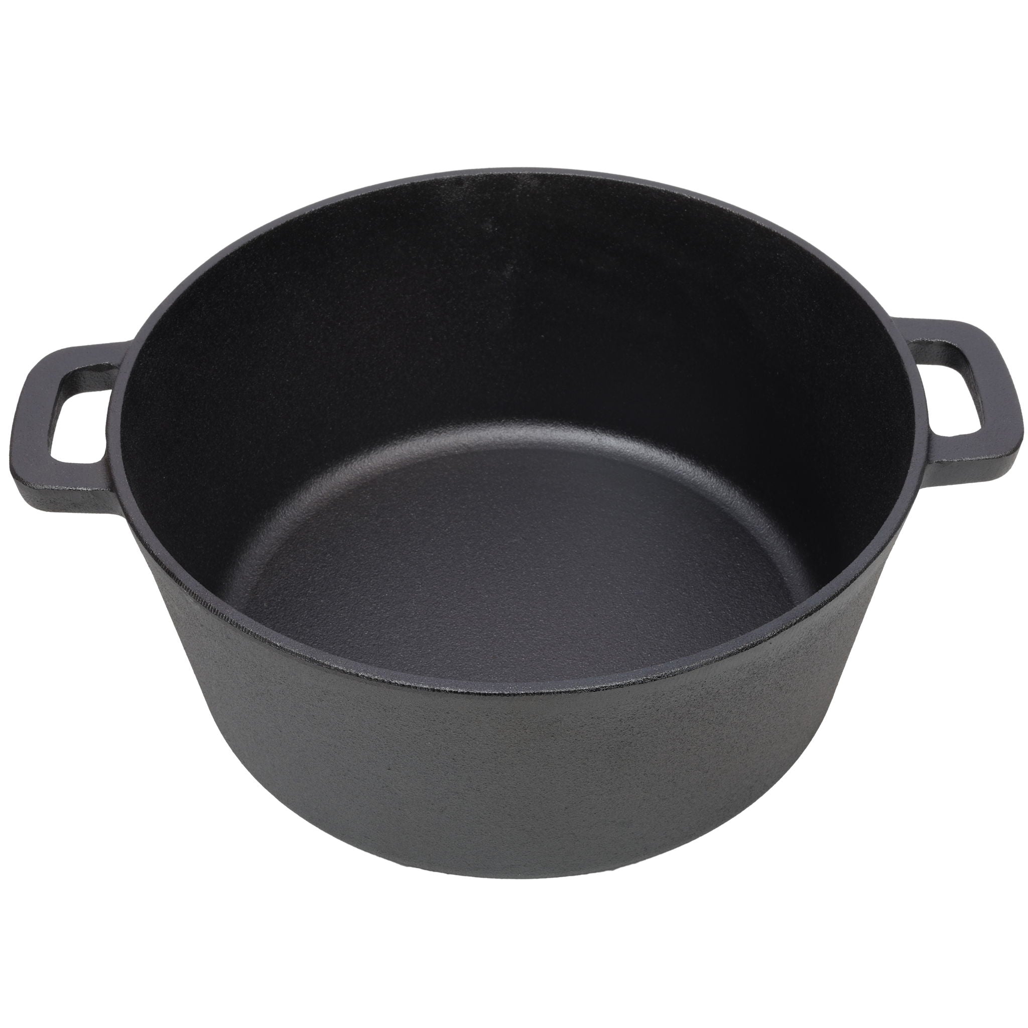 2 In 1 Pre-Seasoned Cast I Dutch Oven With Dual Handles, 5 Quart - Black