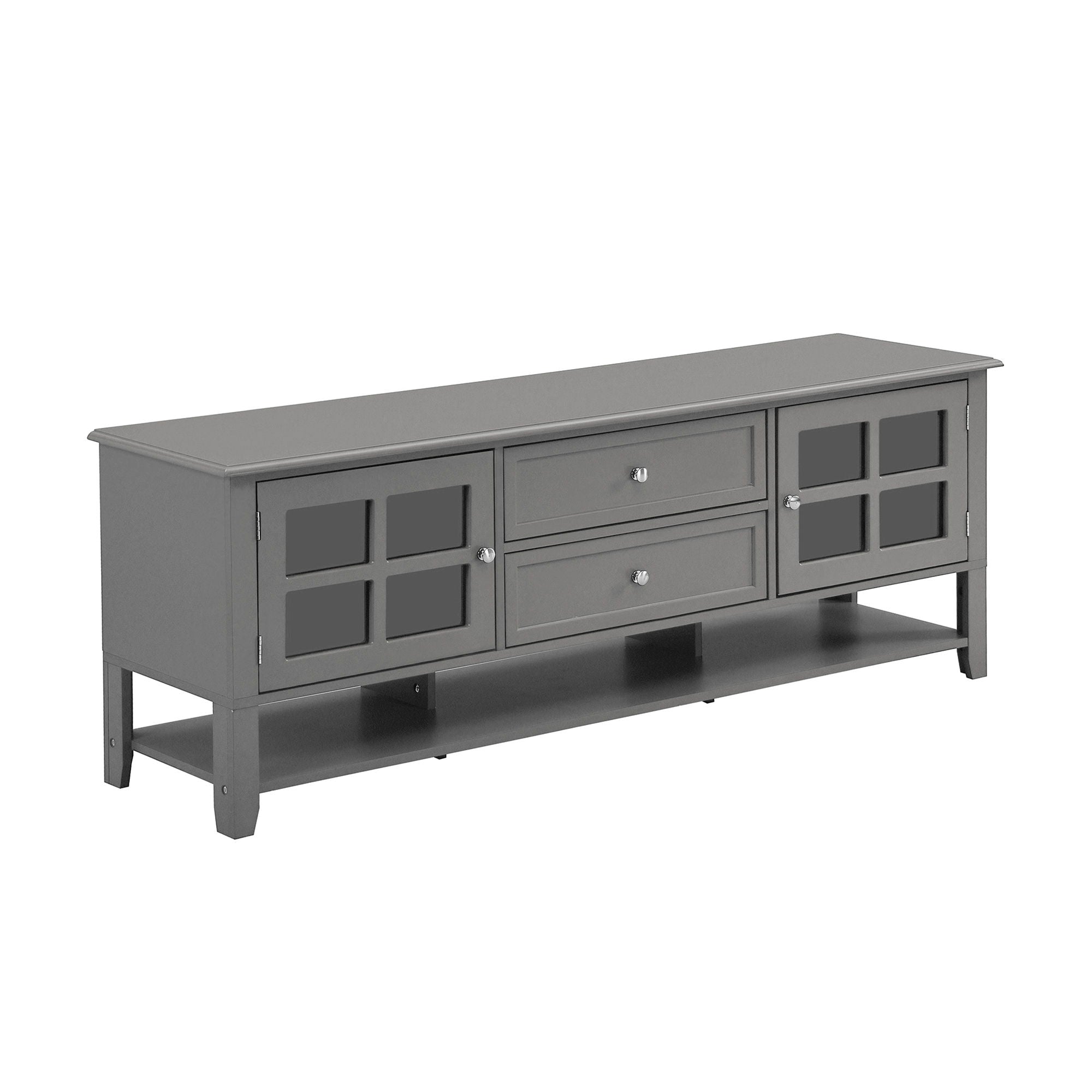 TV Stand, Entertainment Center With Dual Drawers And Hidden Storage, Cabinet With Soft Closing Doors And Sleek Panel Design