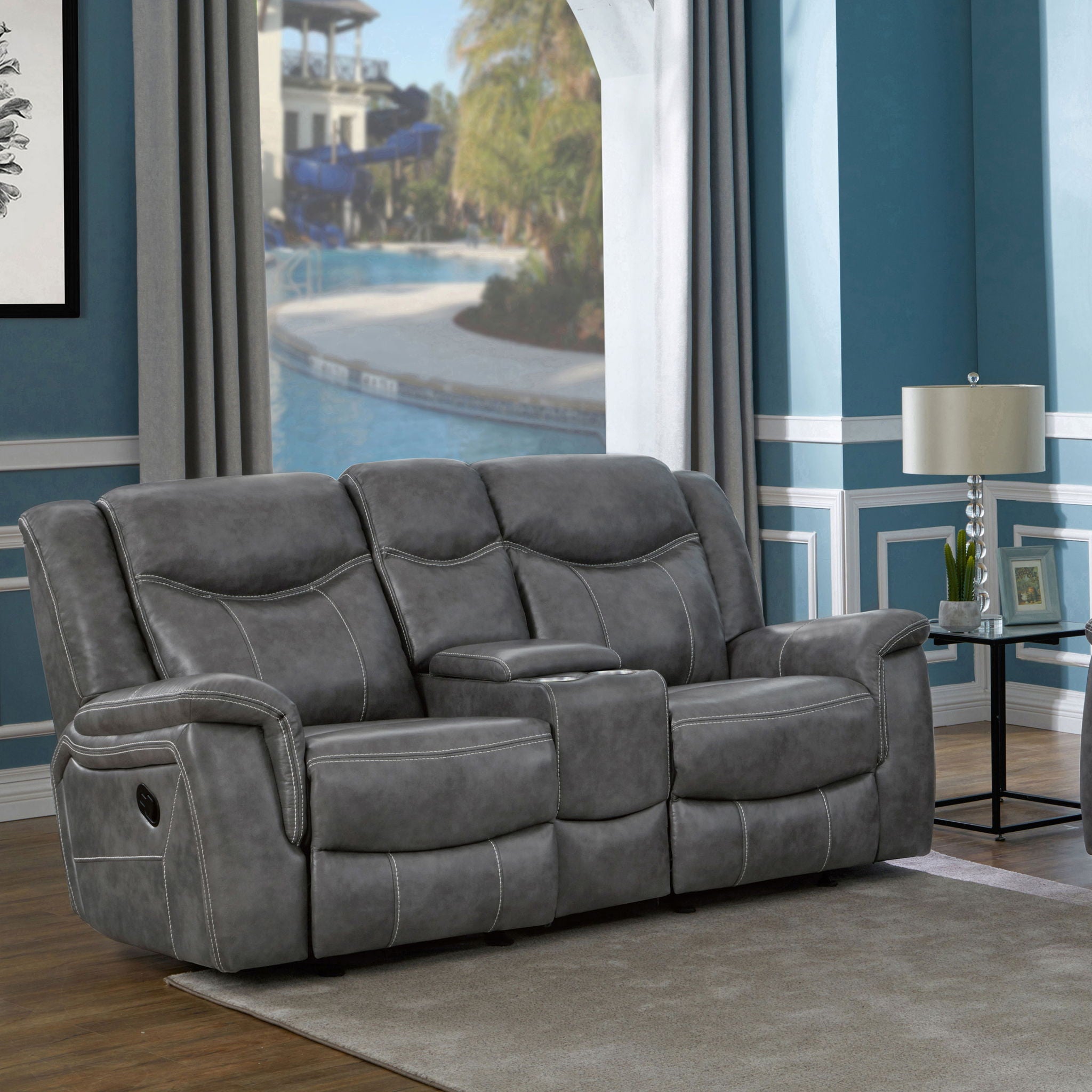 Carmen - Cool Motion Loveseat With Storage, With Reclining Function And Built In Storage - Gray