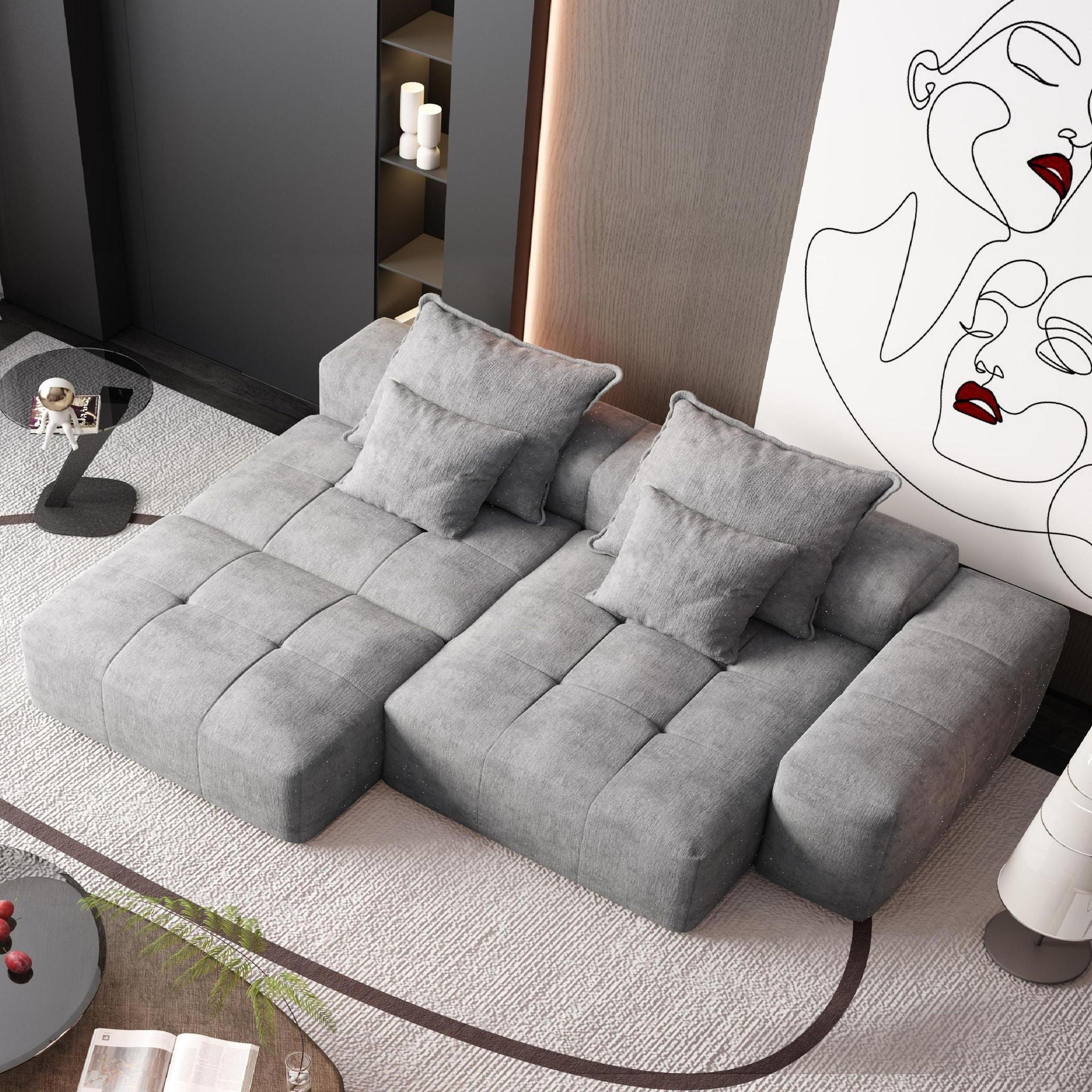 Modern Oversized Diy Combination Modular Sectional Sofa With Pillows