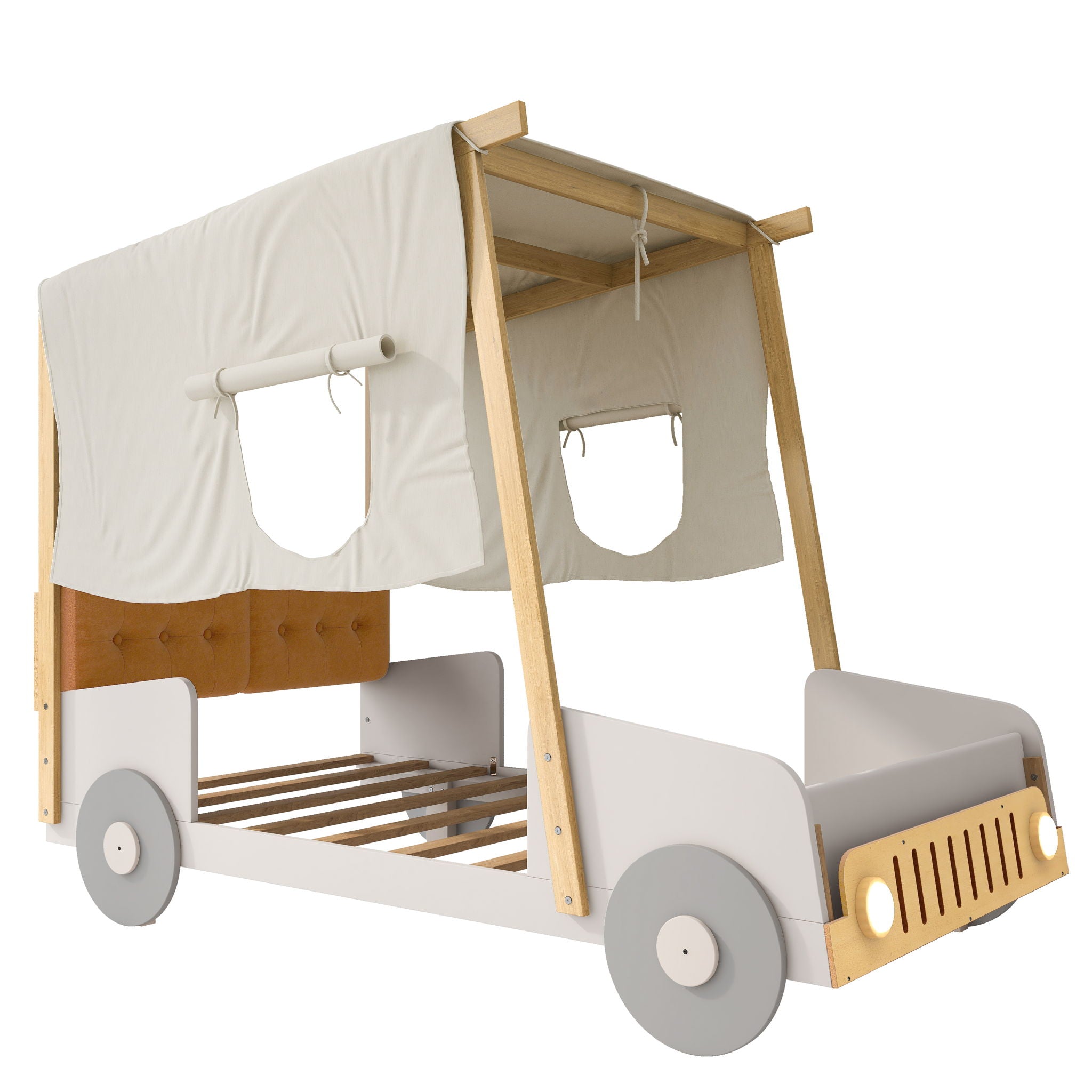 Car Bed With Pillow, Ceiling Cloth And LED