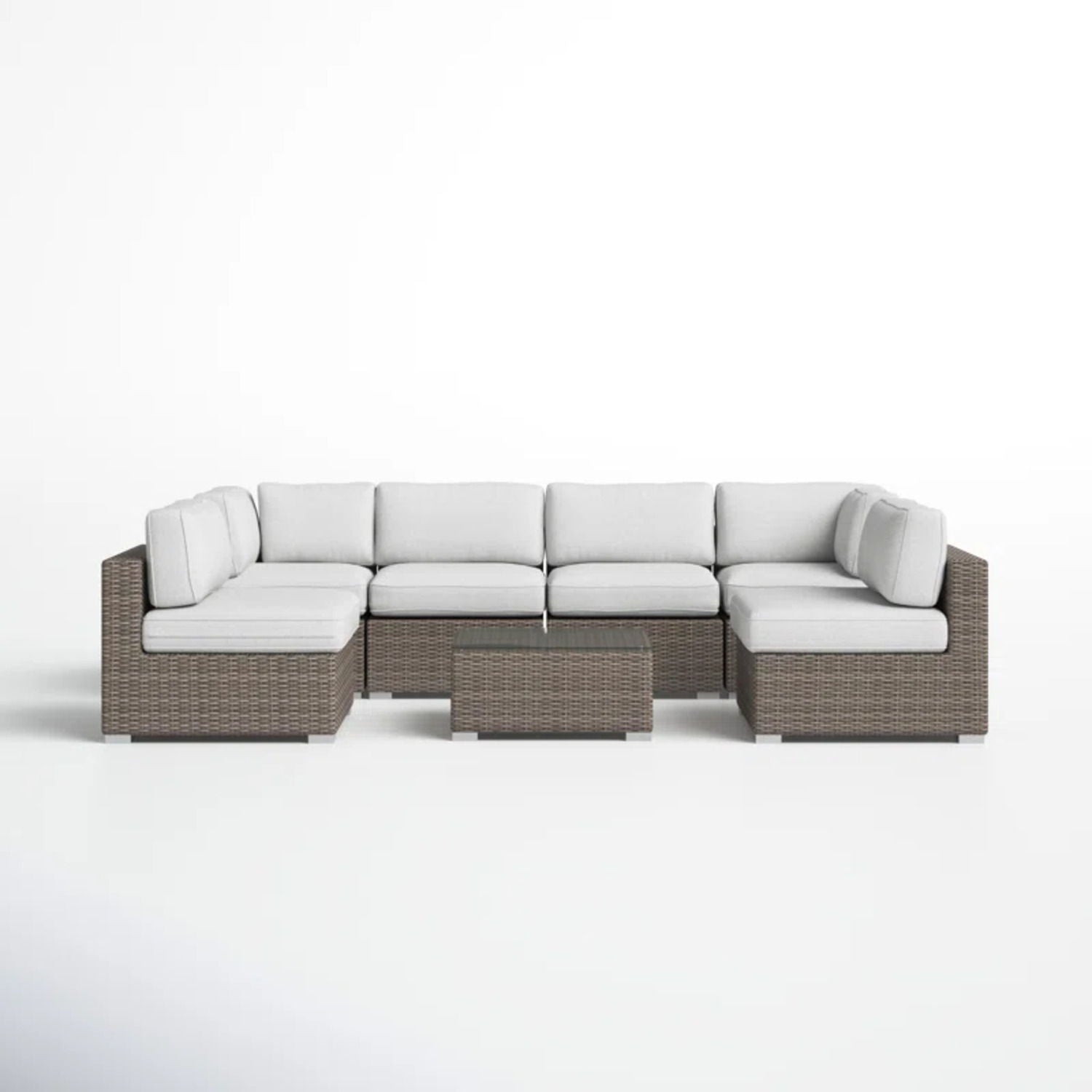 Seating Set With Cushions Handcrafted Wicker Design