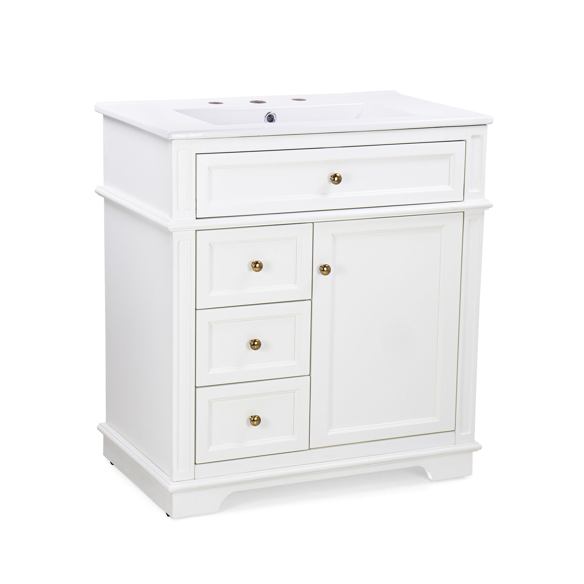 Freestanding Bathroom Vanity With Sink, Soft Closing Door, Tip Out Drawer