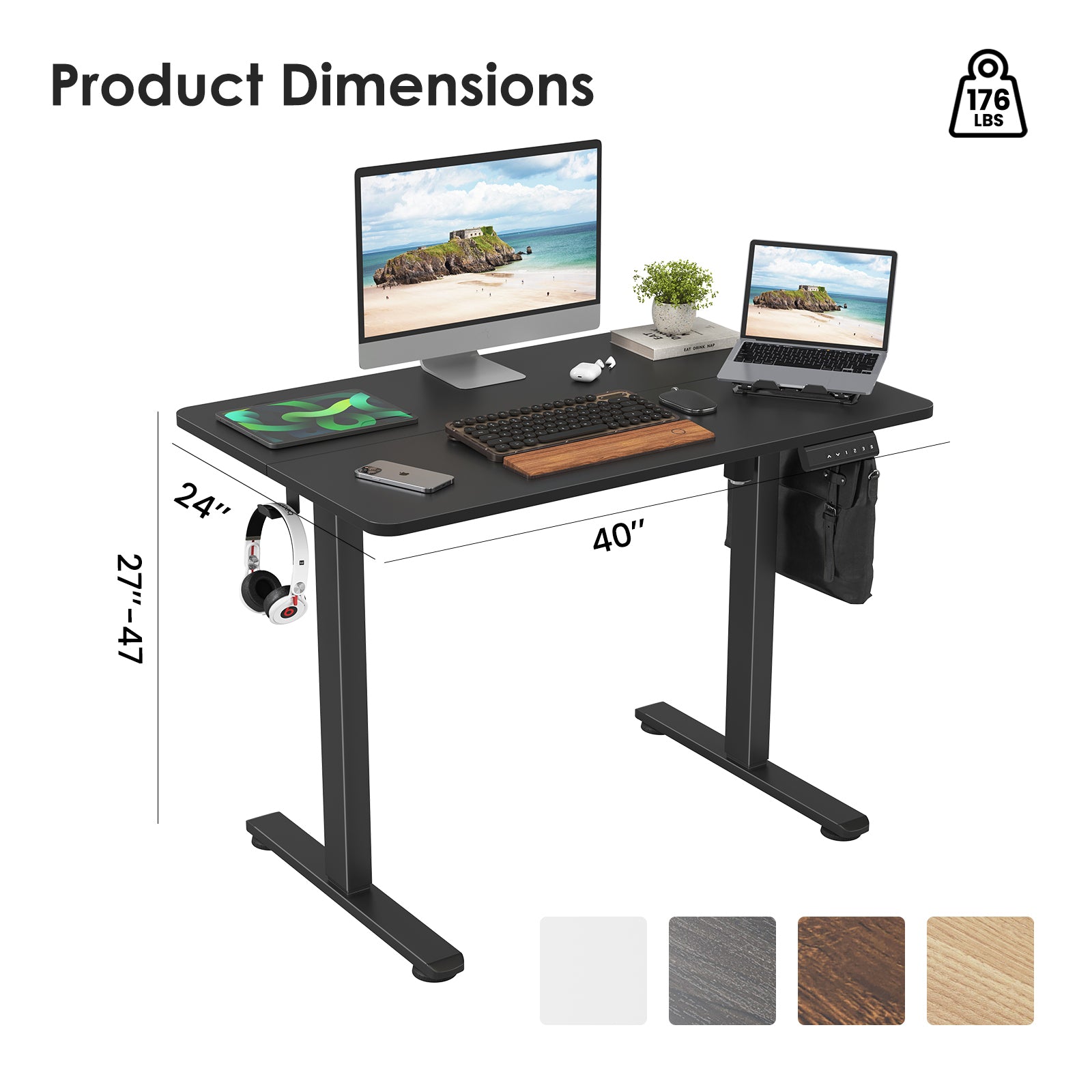 STARY Electric Standing Desk Adjustable Height Black - Best Buy Furniture