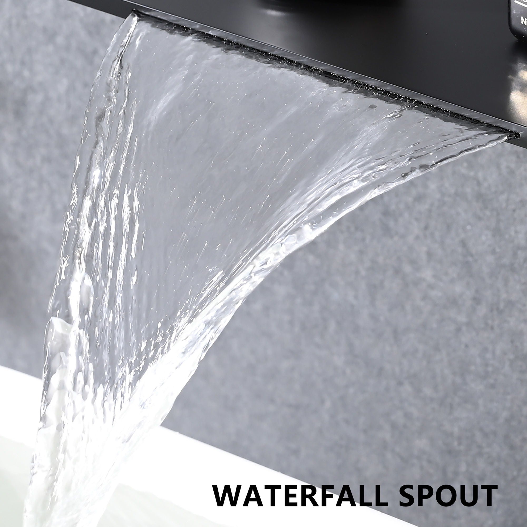 Modern Stainless Steel Waterfall Bathroom Sink Faucet With Single Handle Wall Mount - Matte Black