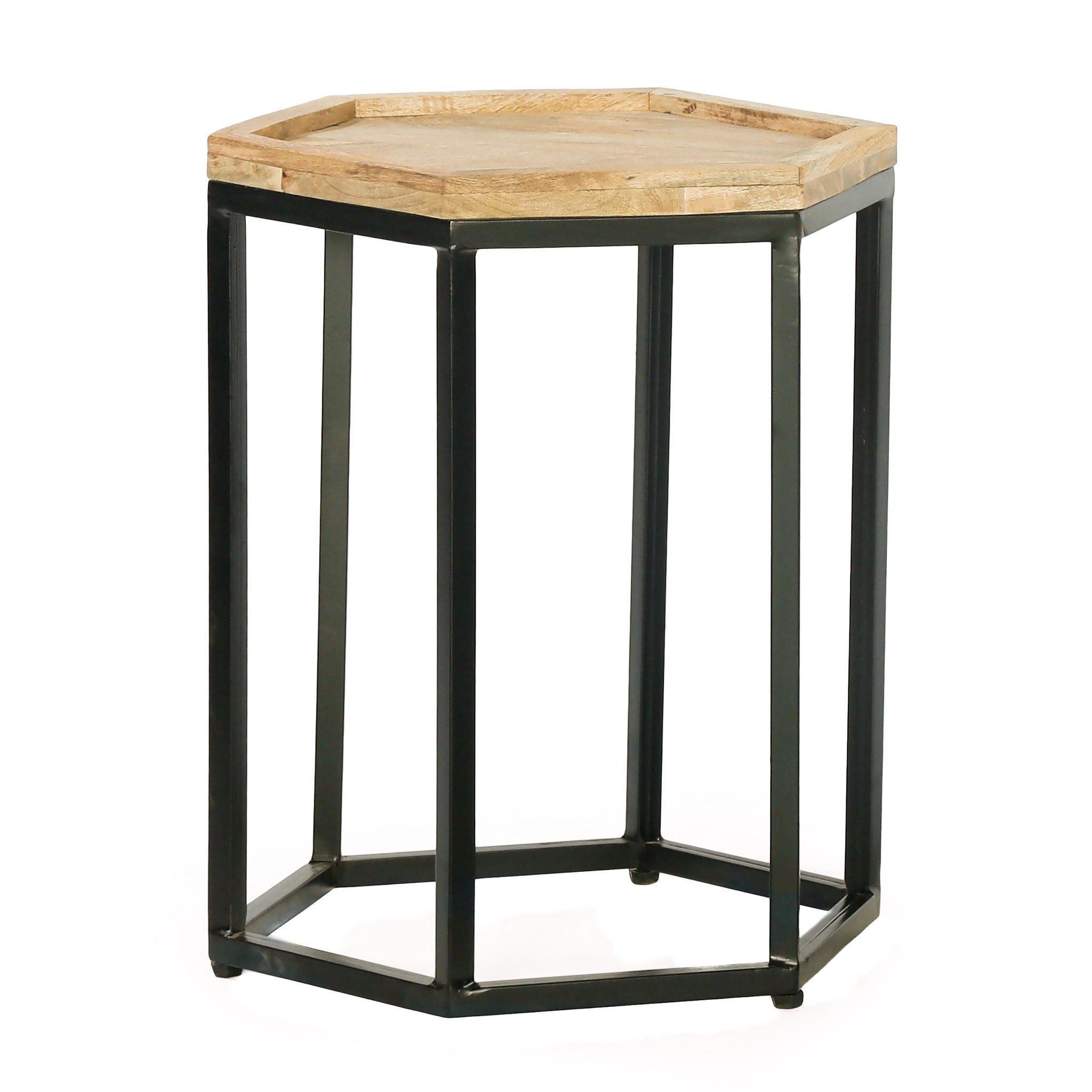 Modern Industrial End Table (Set of 3) - Black / Natural