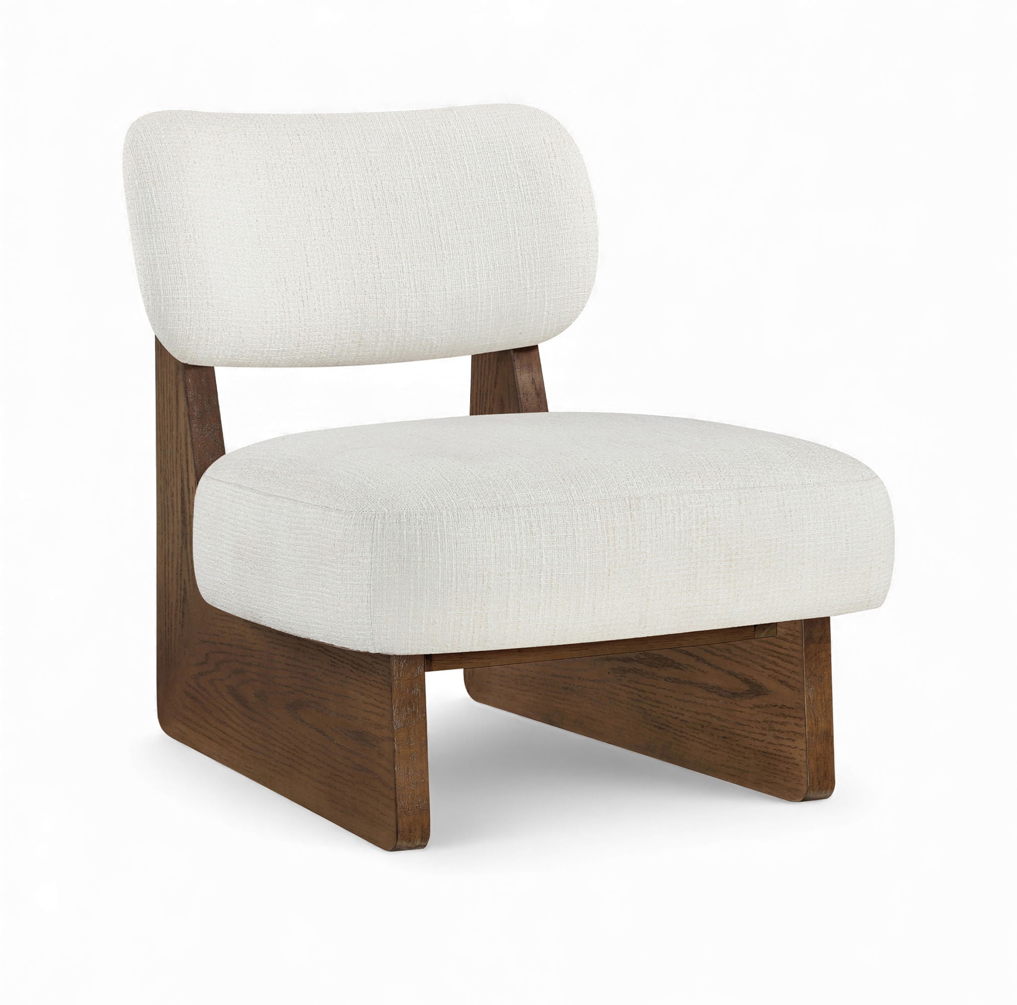 Vetra Linen Textured Fabric Upholstered Accent Chair With Brown Base