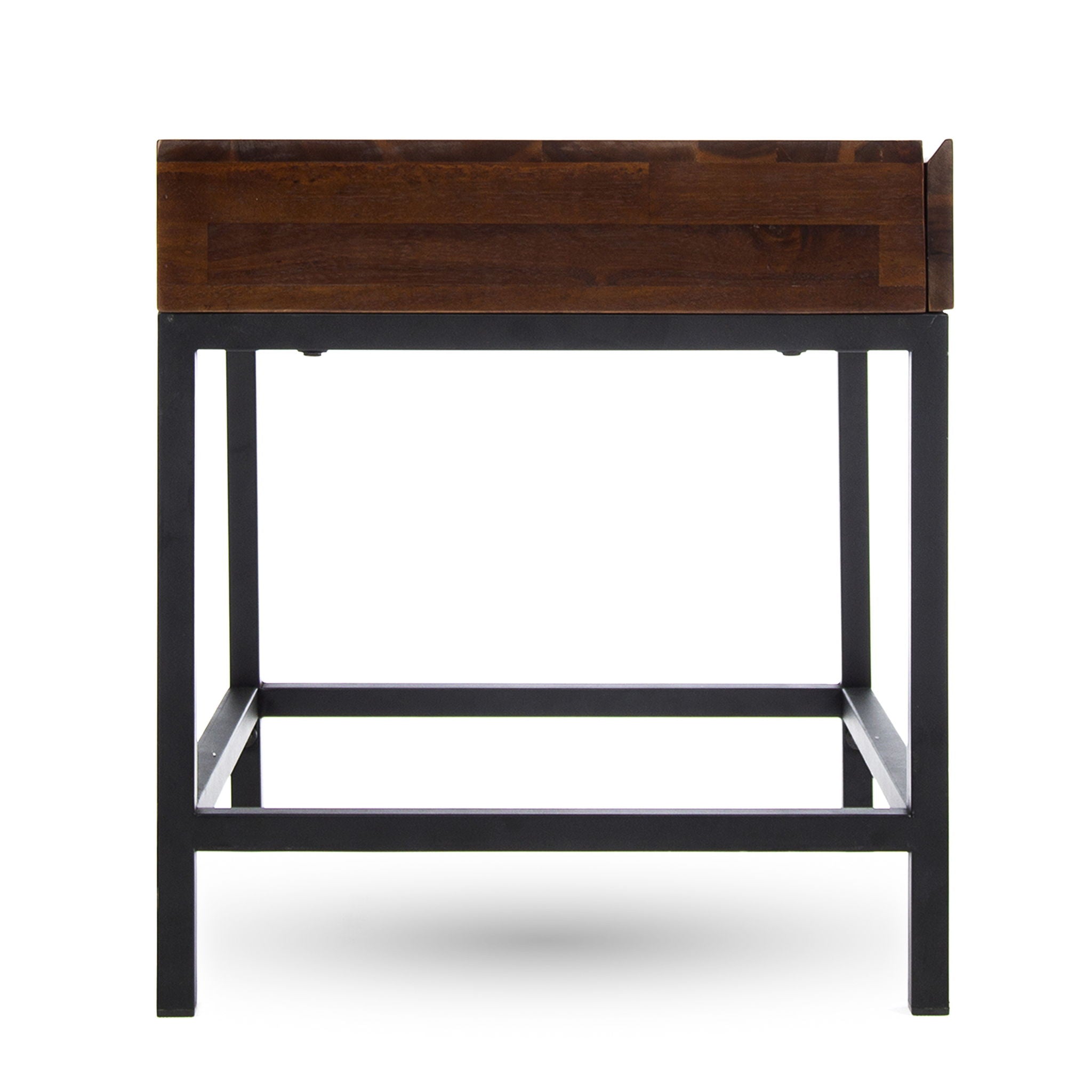Industrial Style Storage Side Table With Iron Frame - Dark Oak