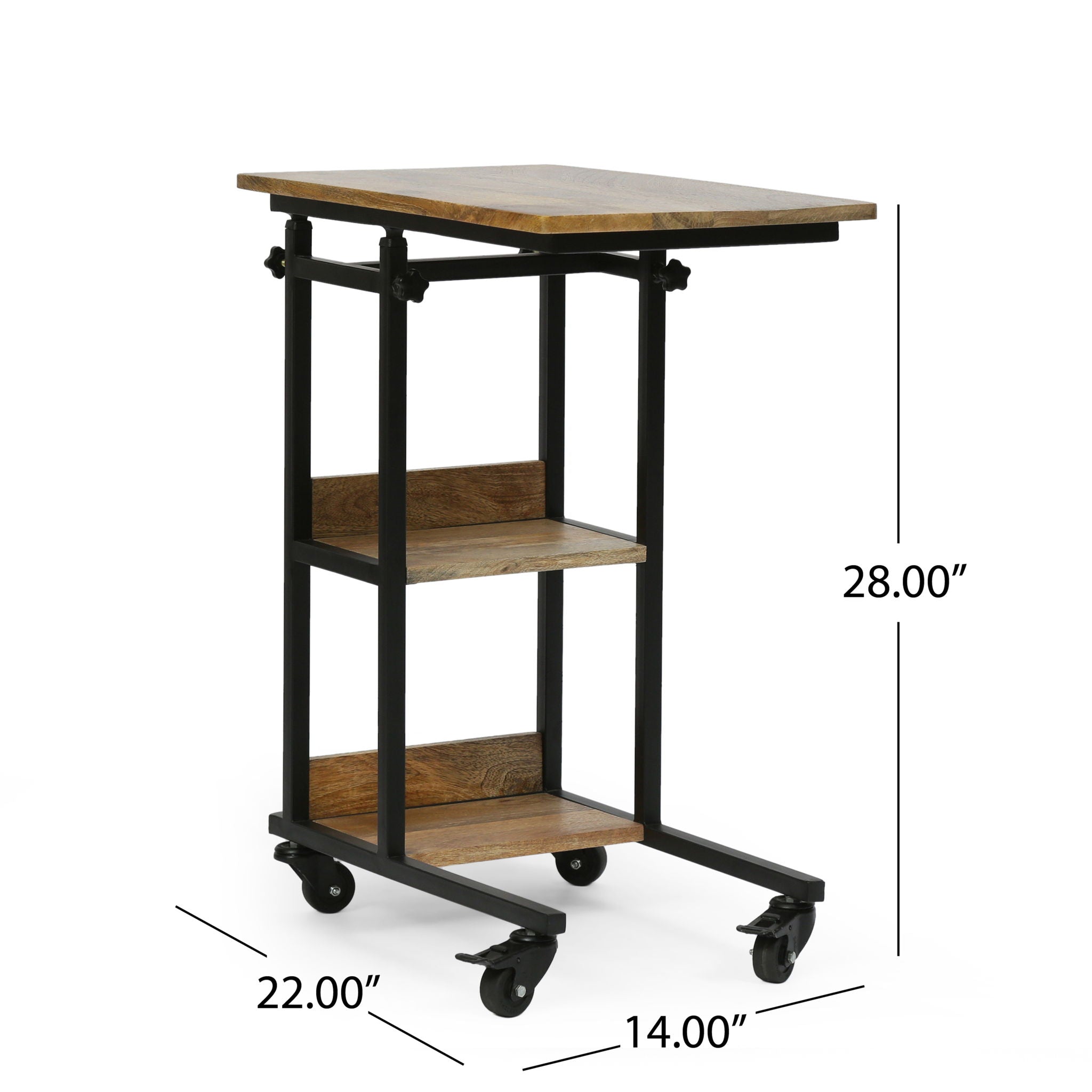 Modern Industrial Bed Laptop Table with C-Shape Design and Adjustable Height - Natural