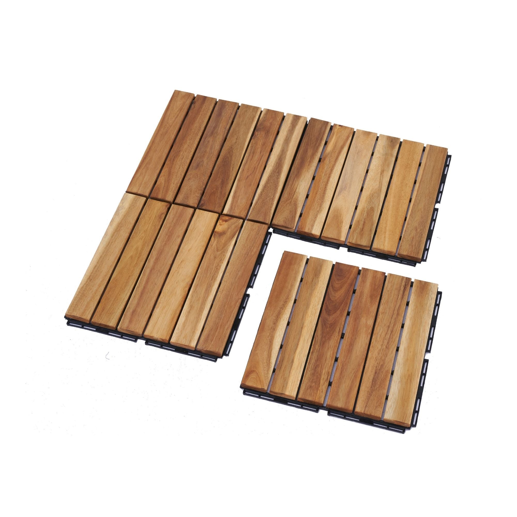 Interlocking Deck Tiles Striped Pattern, Waterproof Anti Mildew Brown
