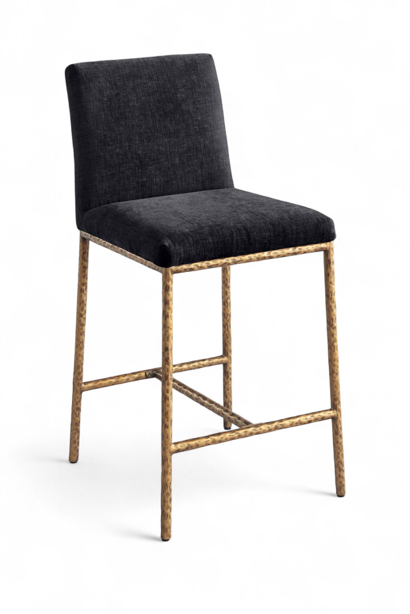 Reeves - Chenille Fabric Upholstered Counter Stool (Set of 2) - Gold Base