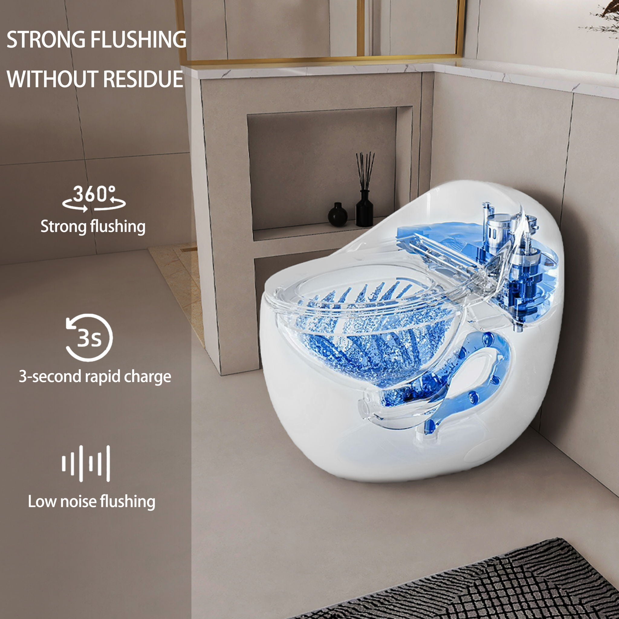Modern Egg Shape Toilet 1.28 Gpf Single Flush Ceramic
