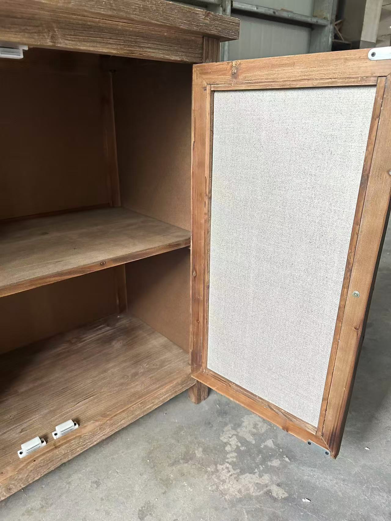 Rustic Natural Aged Brown Solid Wood Transitional Storage Cabinet – 31.89'