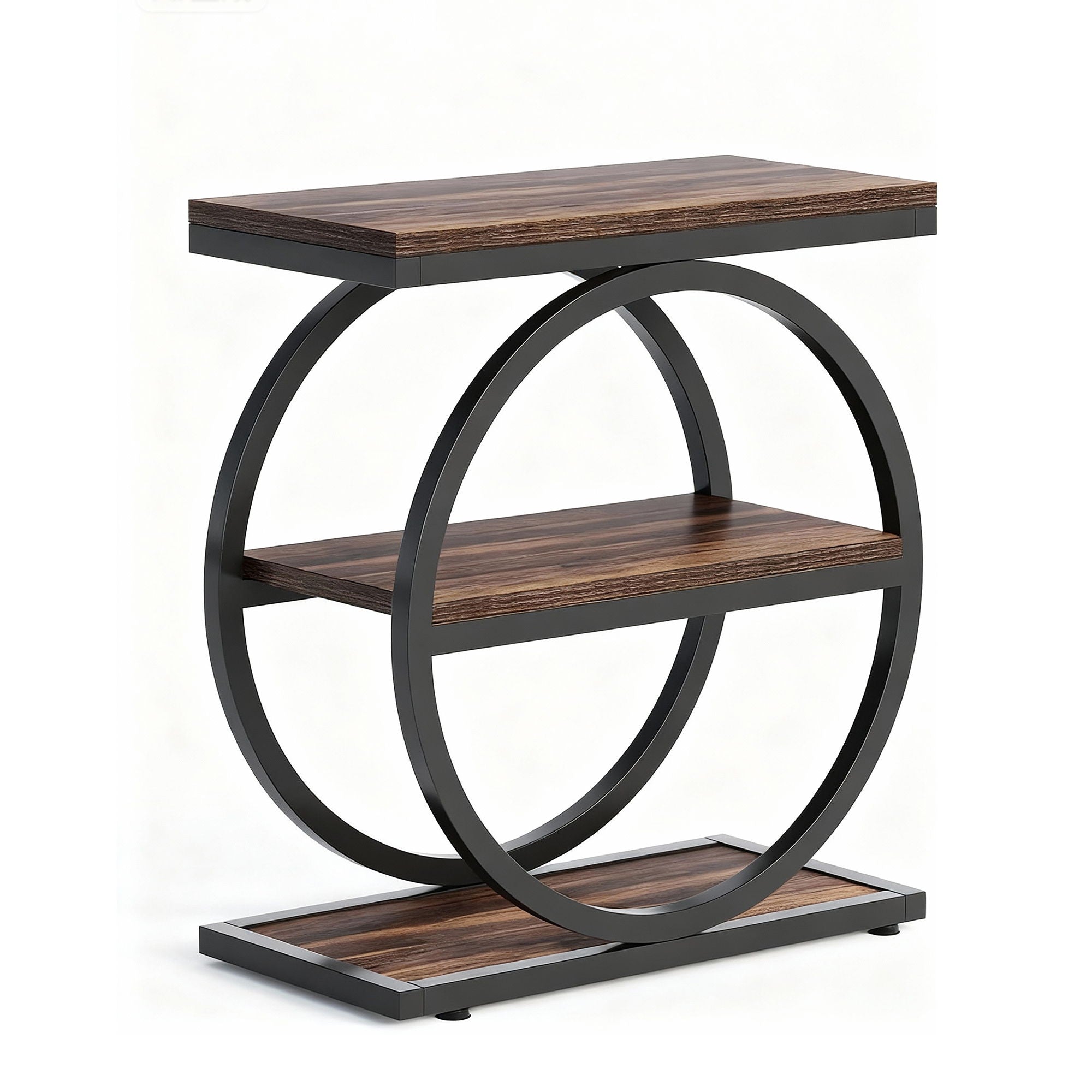 Industrial Narrow End Table With 3 Shelves