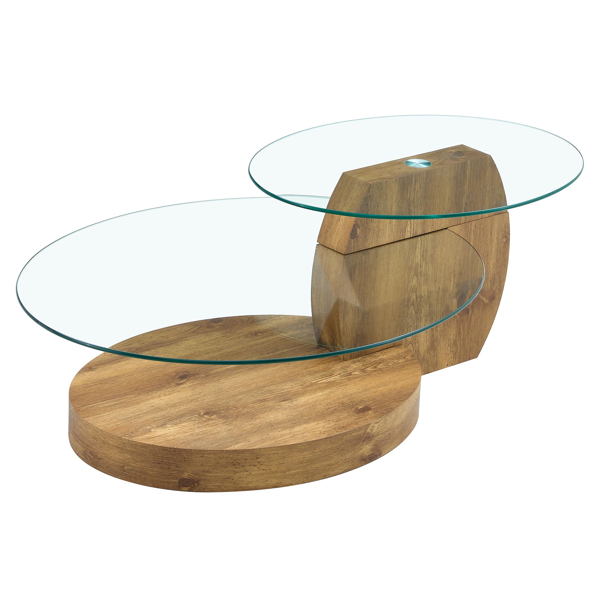 Modern Natural Wood Grain Double Layer Coffee Table Versatile Design - Natural Wood / Transparent